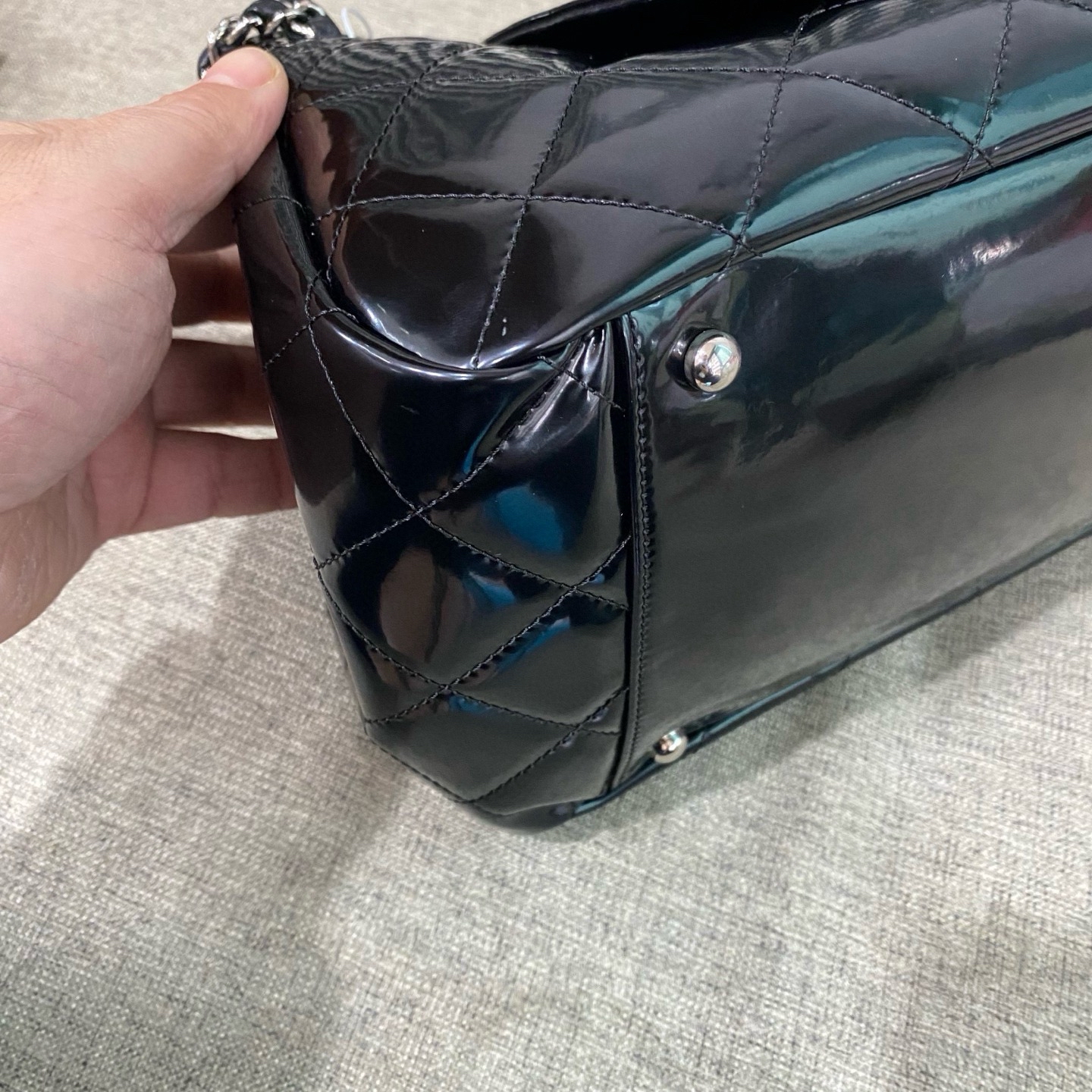 【預訂貨品】chanel黑銀2.55漆皮腋下包👜14開