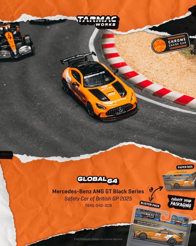 (預訂 Pre Order) Tarmac Works  ( T64G-042-SCB )Mercedes-Benz AMG GT Black Series Safety Car of British GP 2025