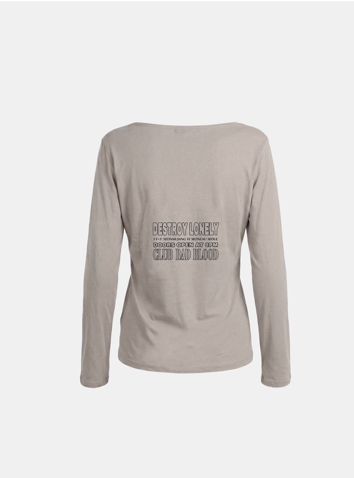 BADBLOOD  [w-tee26-121] CLUB BAD POST Boat Neck T-Shirt - Sand