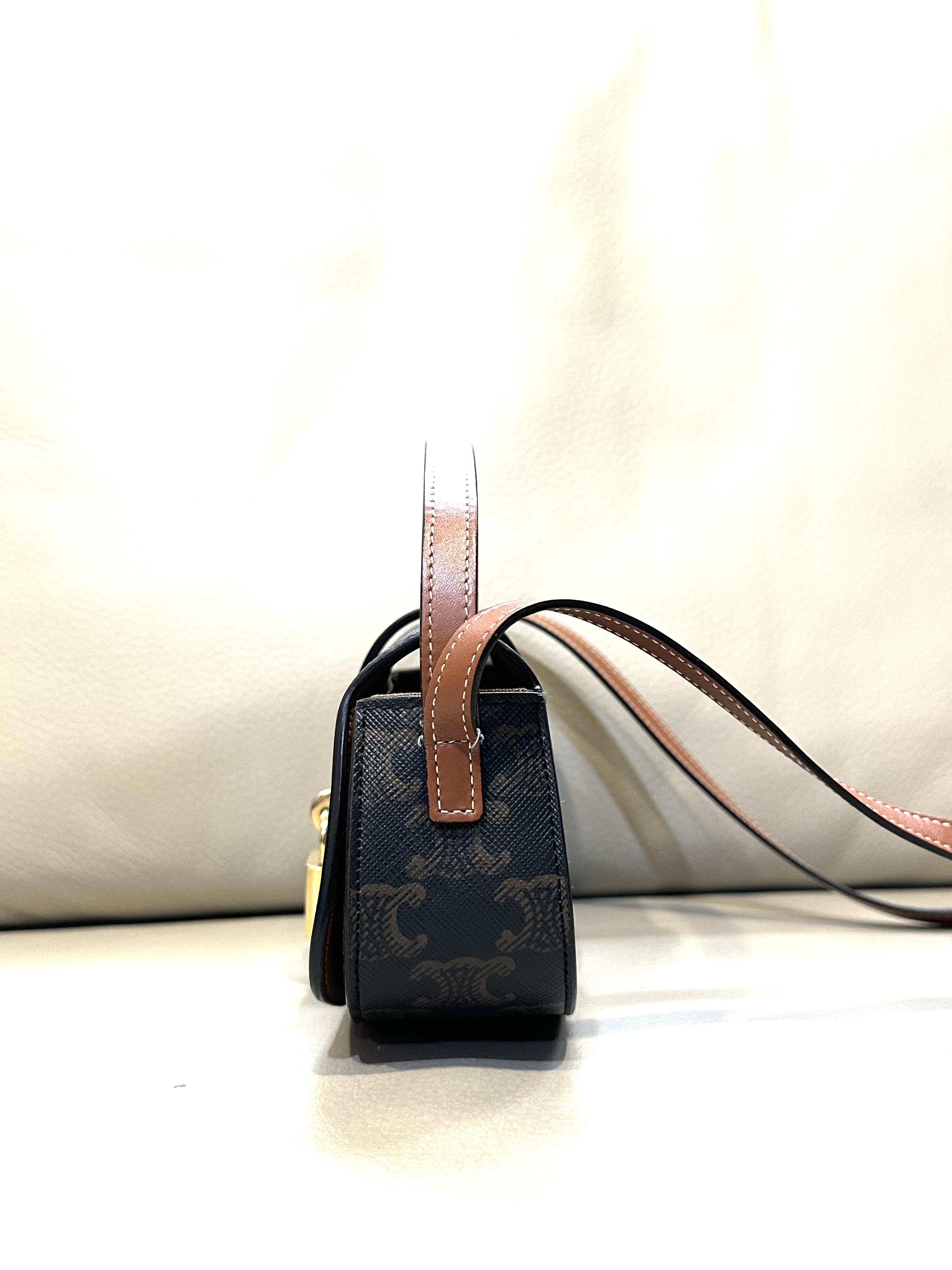 Pre-owned Celine Triomphe Canvas Clutch on Strap Tabou / Product Code: 26040503