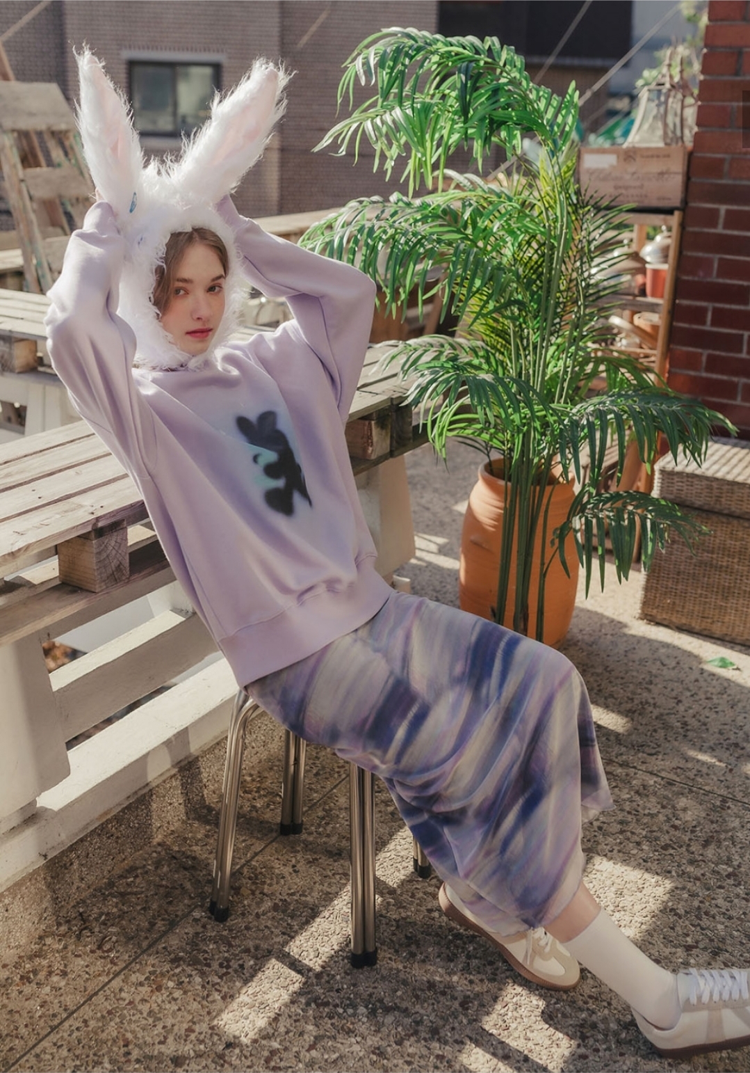 High School Disco FOG Long Mesh Skirt Purple