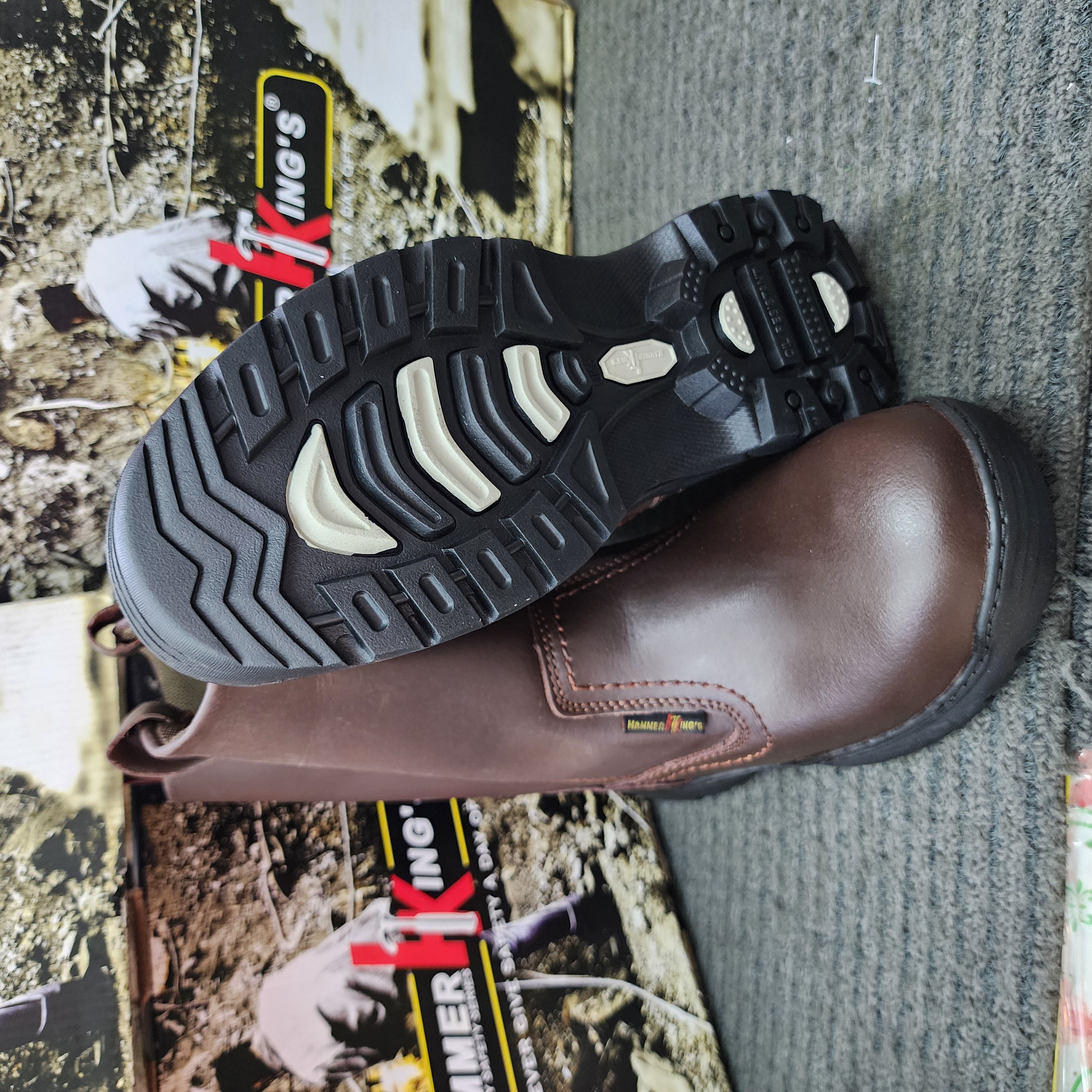 Kasut Hammer Kings Safety 13021 Mens Shoes High Cut Pull-up Steel Toe Cap Leather Working Shoes SIRIM and DOSH Approved Kasut Keselamatan Kasut Lelaki Kulit