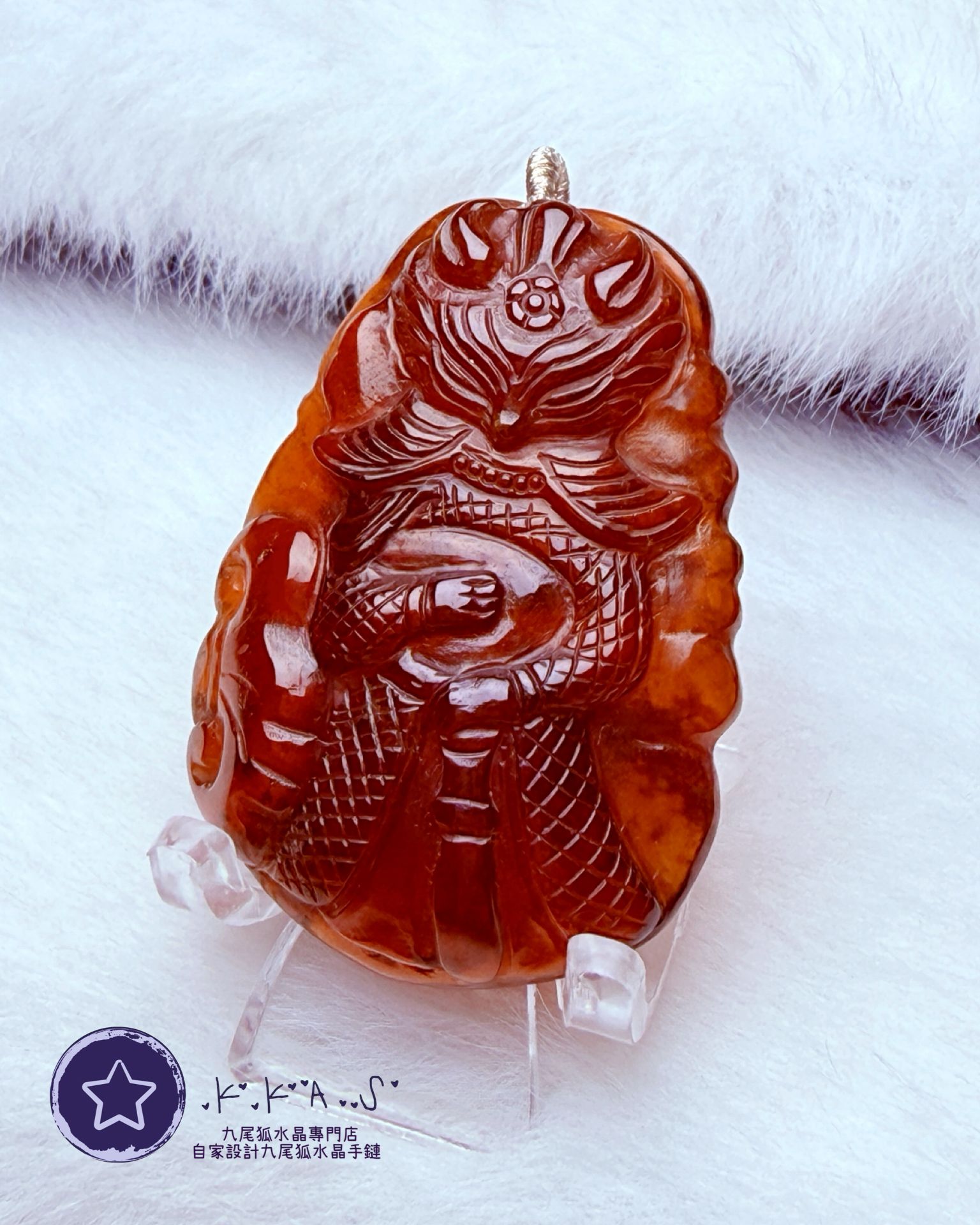 K00215 石榴石 將軍狐 - 吊墜/手牌兩用款