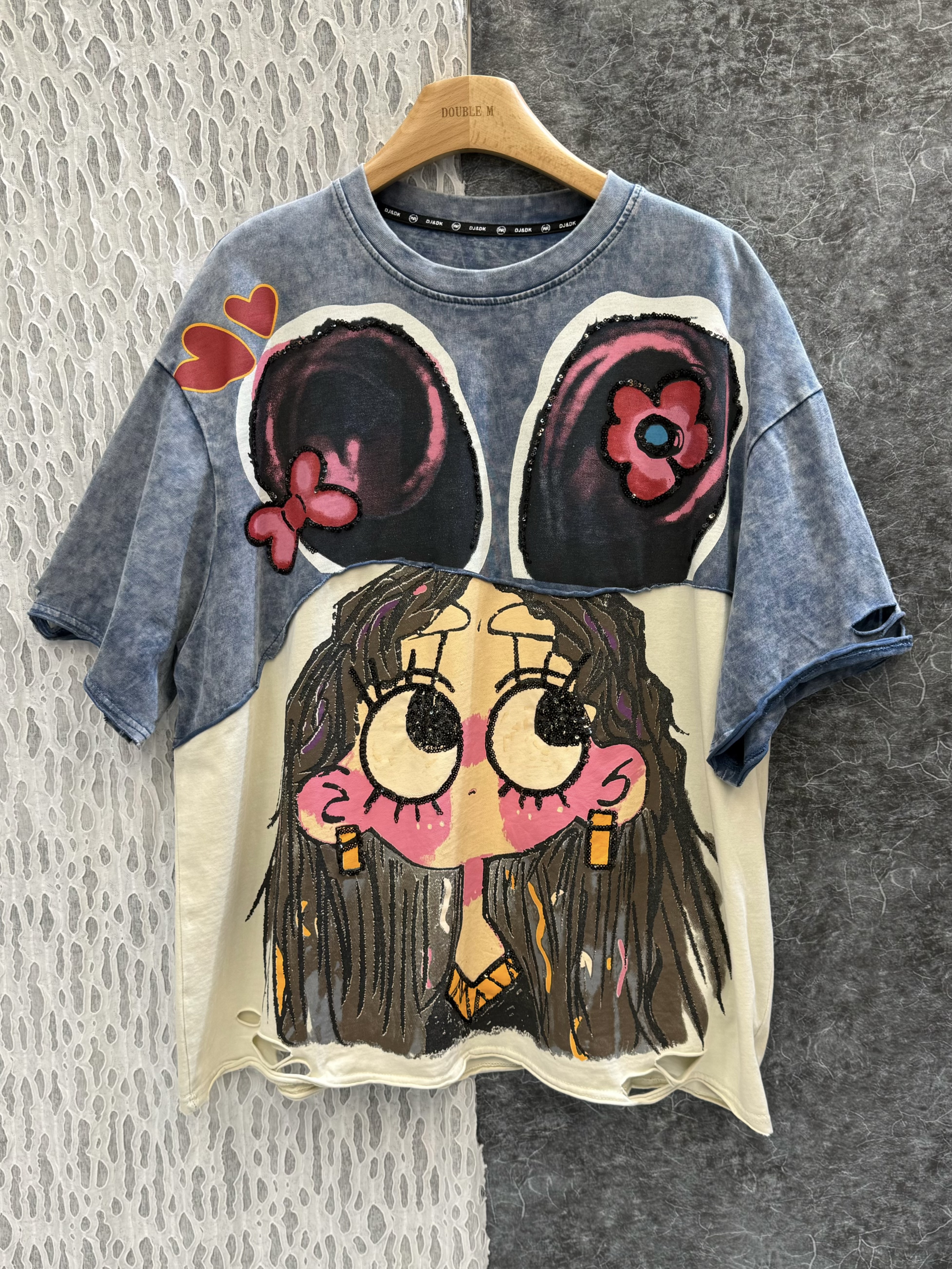 大耳女孩拼接T