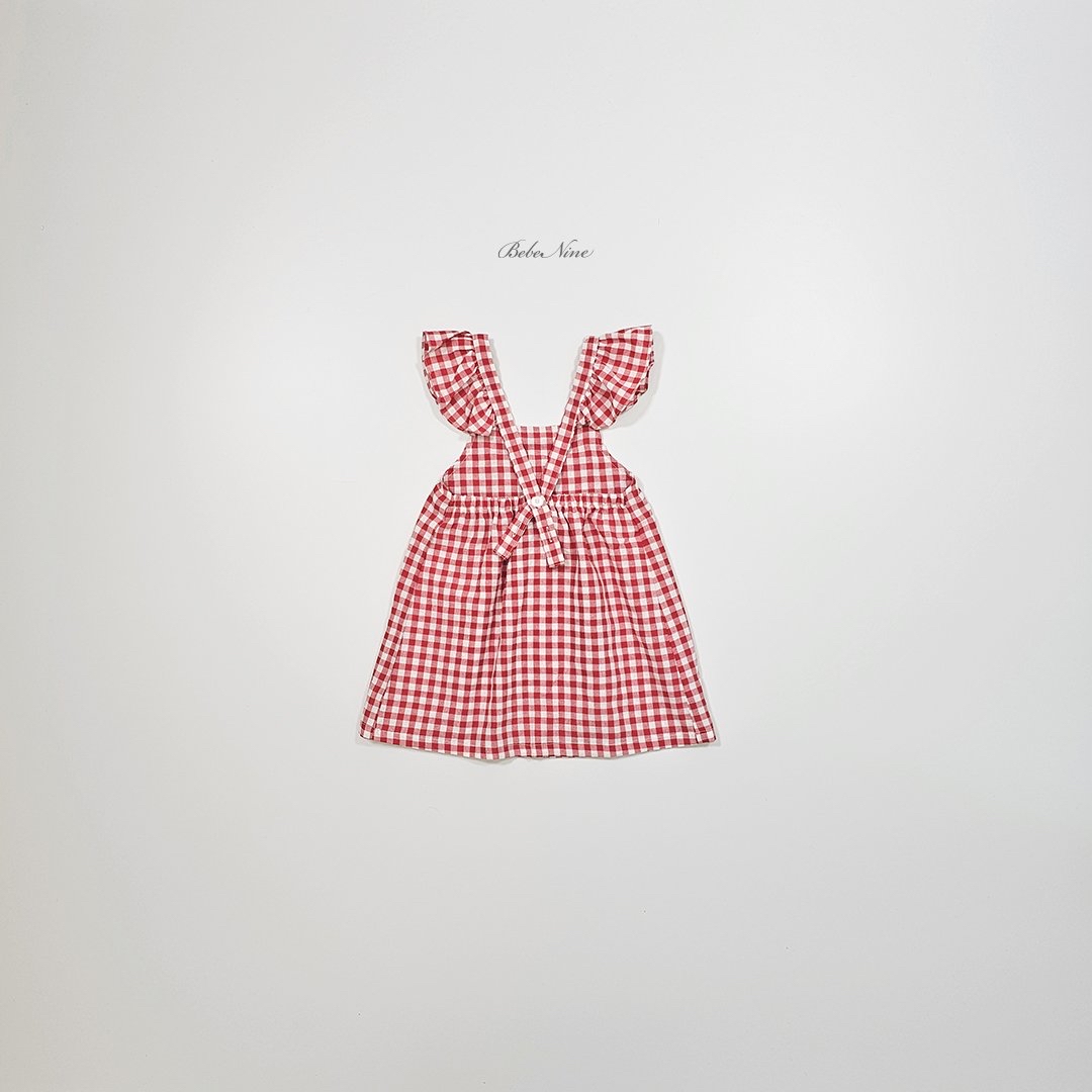 ☀️預訂 韓國直送☀️🇰🇷Bebenine兩色格紋荷葉邊純棉吊帶連身裙