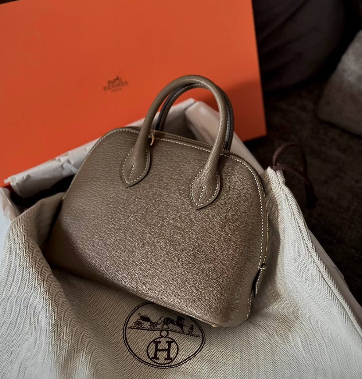 Mini Bolide 大象灰銀扣 😍😍 山羊皮 G stamp