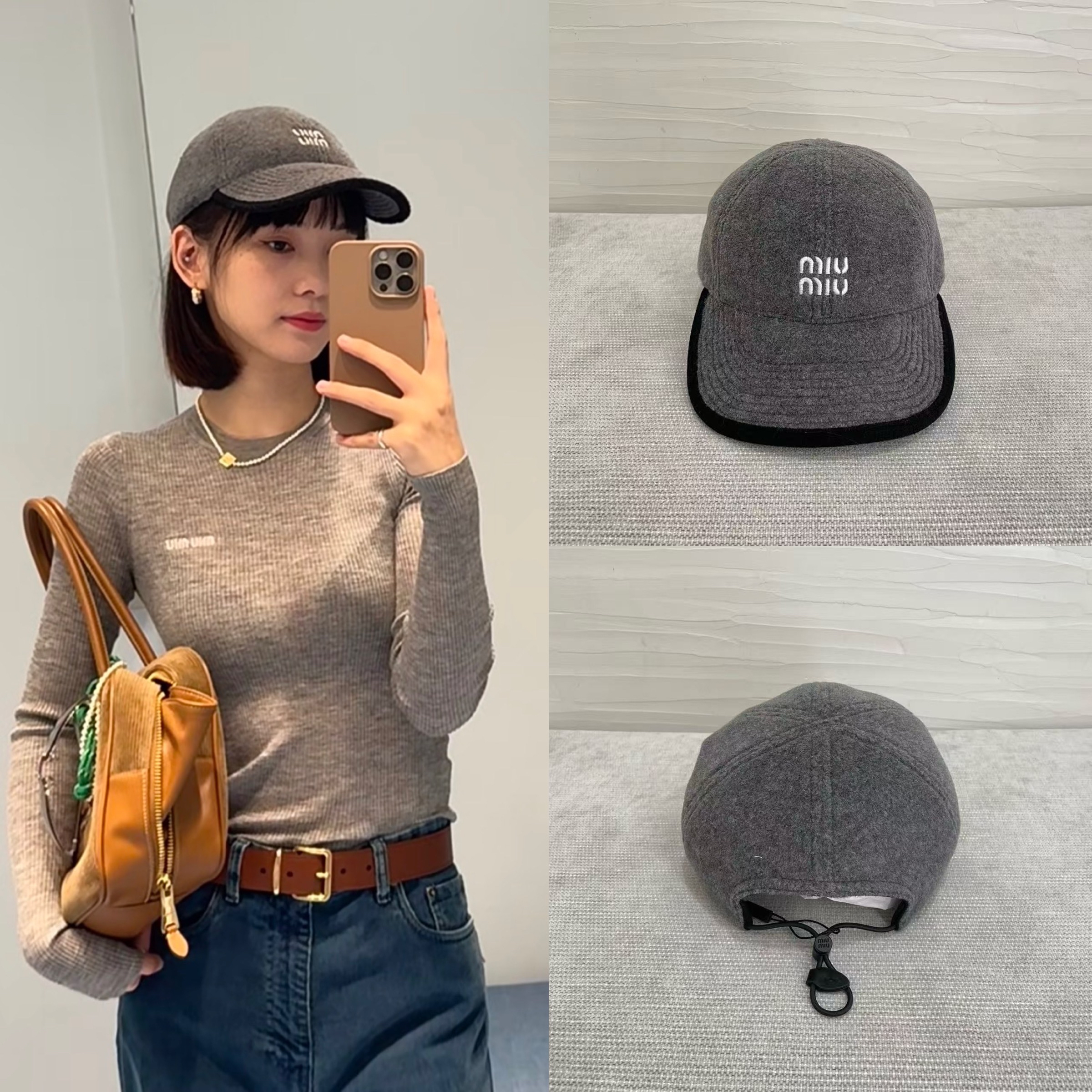 限時優惠✨訂貨🍒MIUMIU 束繩CAP  Size S 57cm M 58cm L 59cm