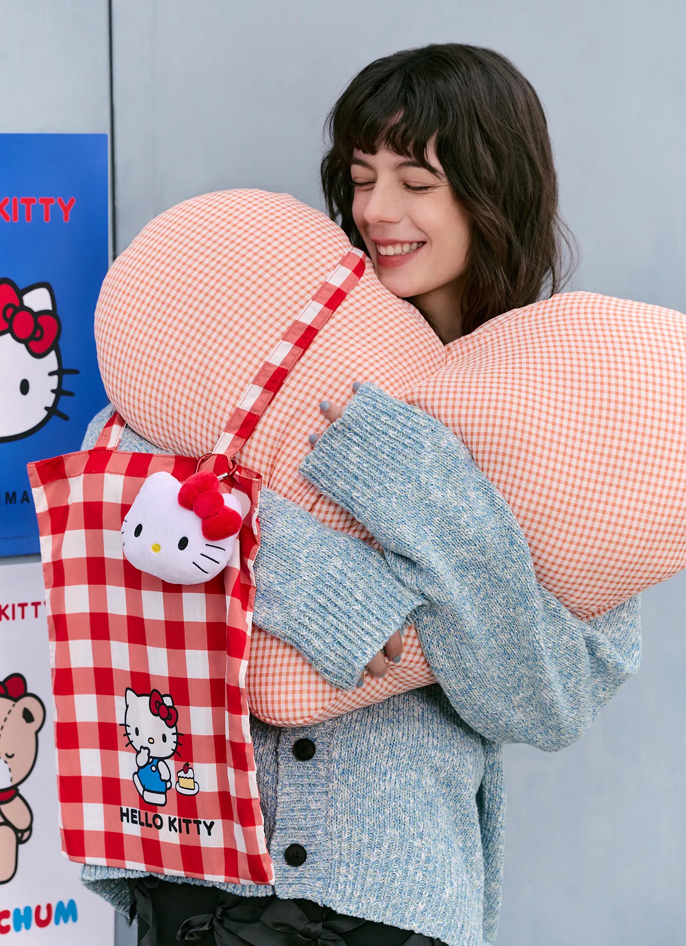 📦訂購 台灣限定 三麗鷗 Sanrio Hello Kitty聯名 娃娃收納袋(紅色格子款)