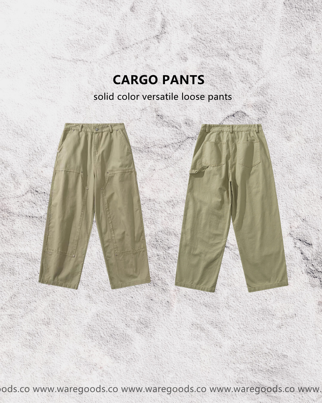 W3157 設計感口袋直筒工裝褲