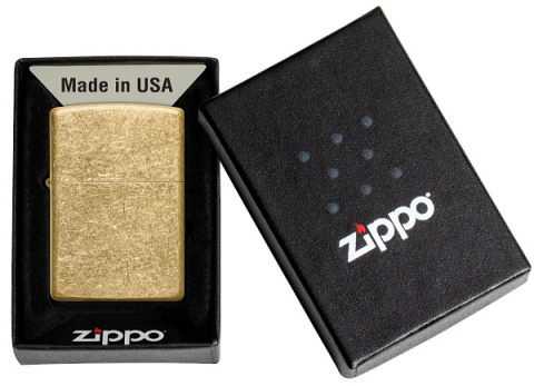 美國製造 | Zippo指定經銷商 Zippo 49477 翻舊銅傳統打火機 – 經典紋理金色 (壓印葉紋)Tumbled Brass Heritage Lighter – Classic Textured Amber Finish