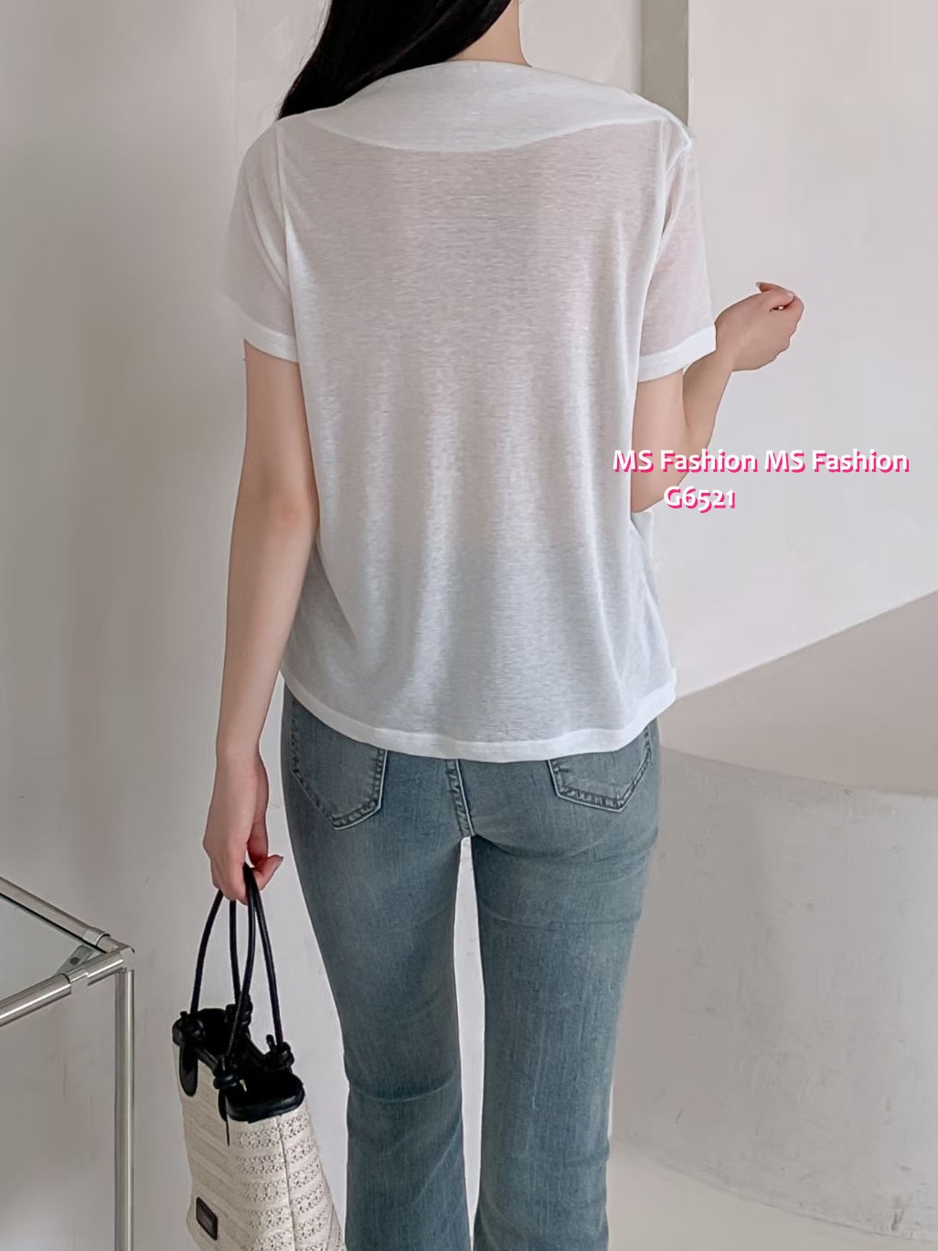 G6521 假兩件打皺top