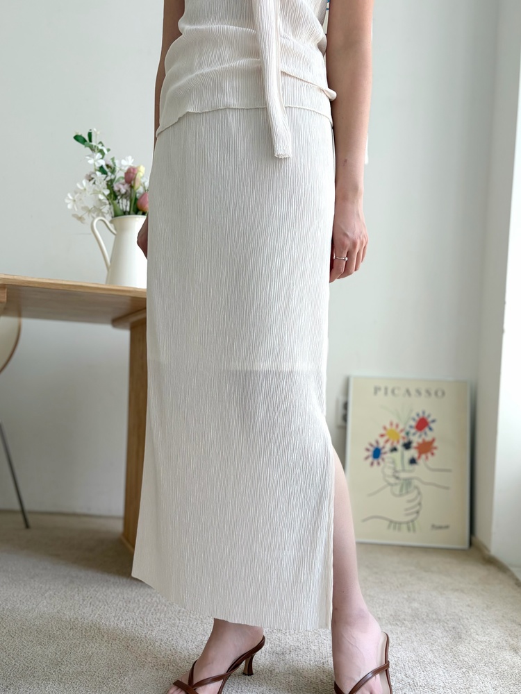 Summer Pleated Scarf Set (Ivory)
