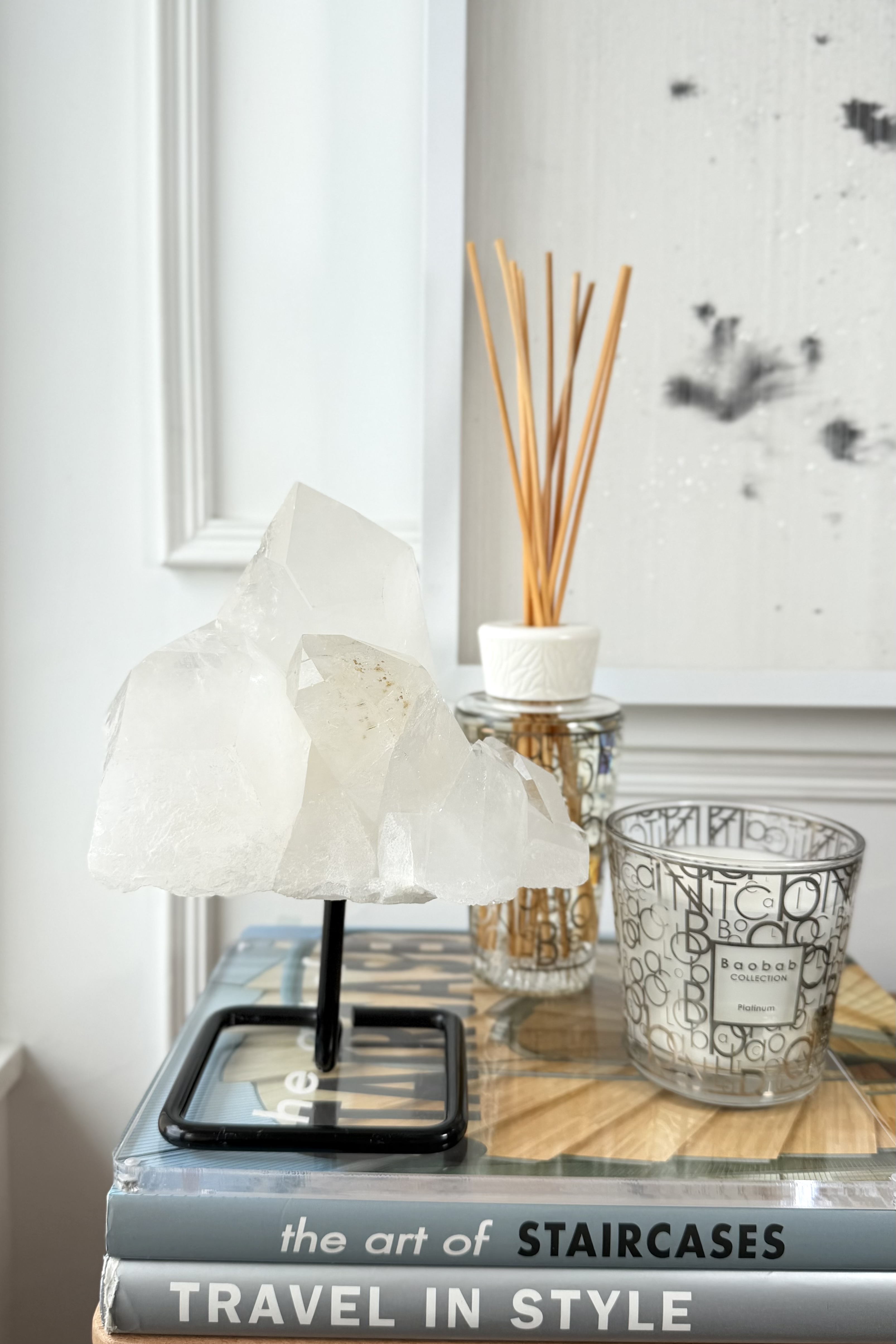 ꧁12.8cm 2.1kg白水晶簇連托架擺件꧂CL.707AC7FG2JT5-RB19*16FF