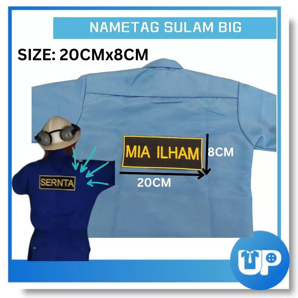 Nametag Sulam Velcro Strap (2.5cm x 12.5cm) Aktiviti Beruniform Embroidery Nametag