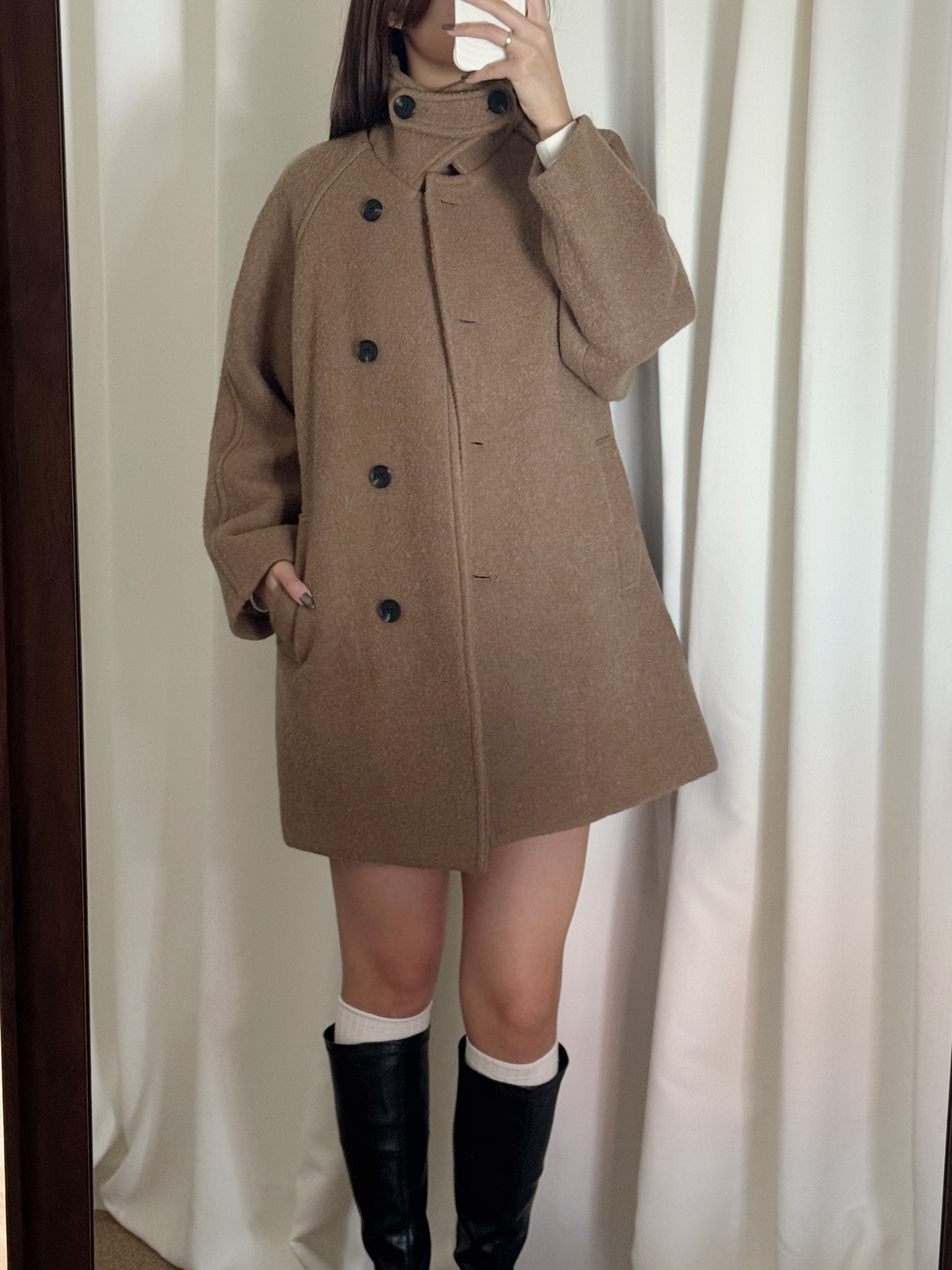 [100%wool🐑][高質大衣!]翻領羊毛中長大衣(兩色入)