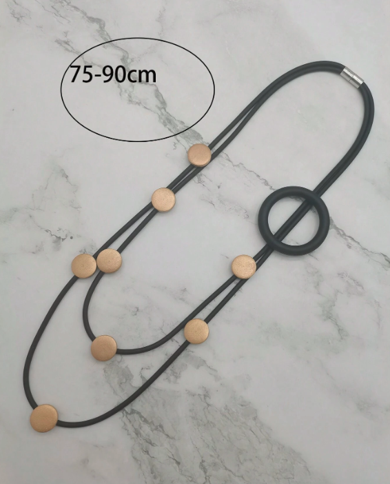 Double-Layer Rubber Retro Wooden Beaded Necklace