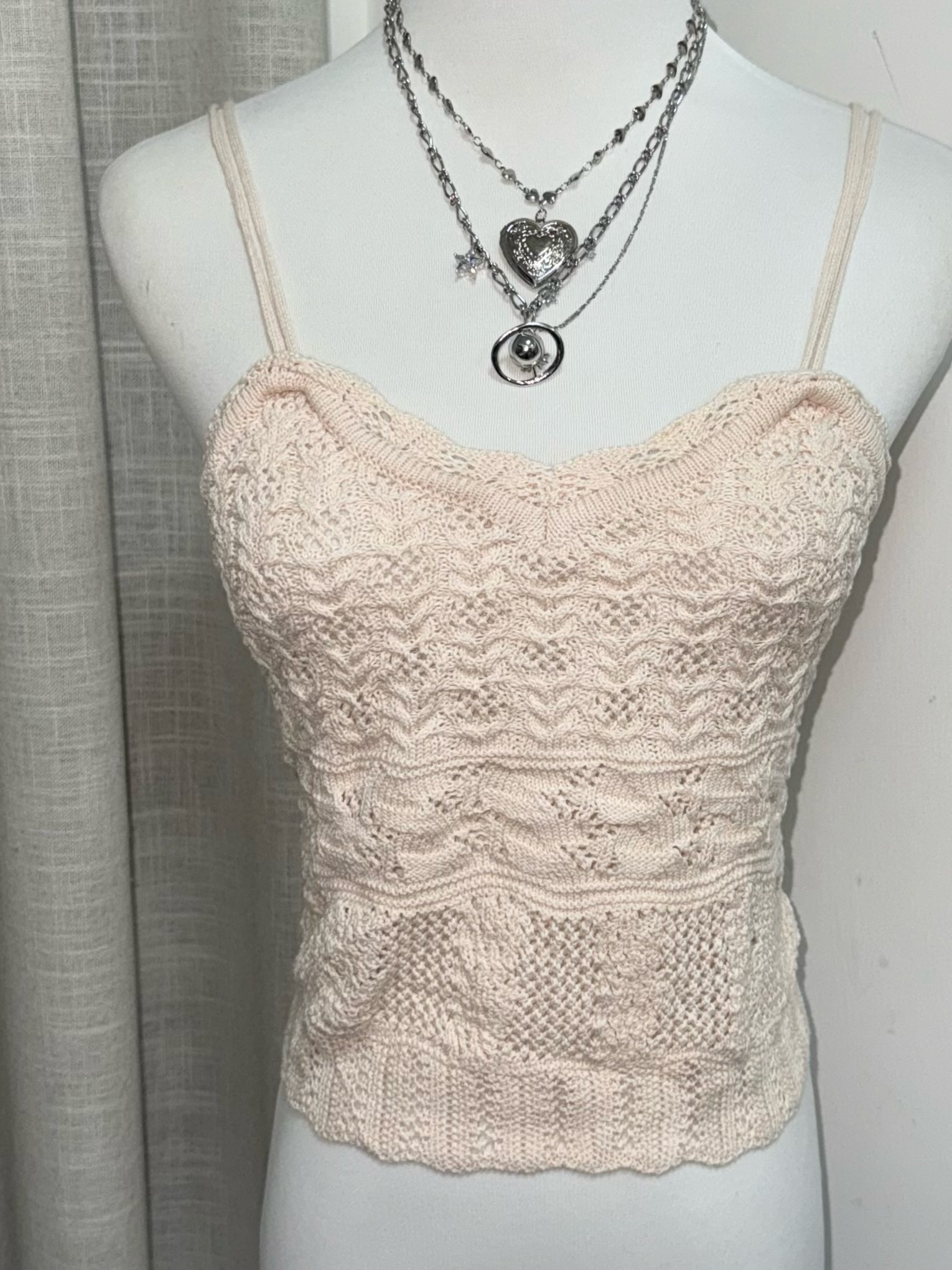 Liz Lisa Pointelle Cami with Scalloped Hem