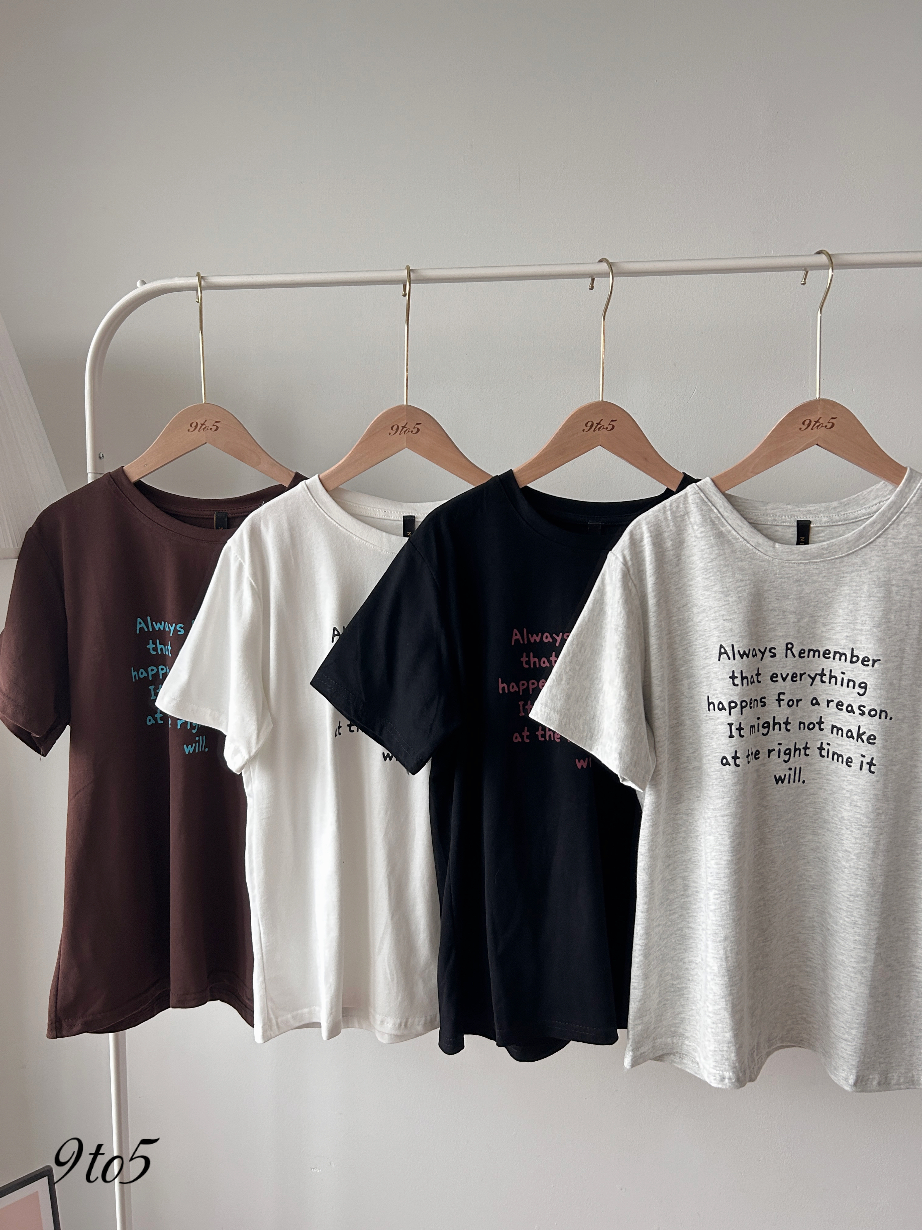 T4458 Slogan Short Sleeves Tee - 4 Colors 