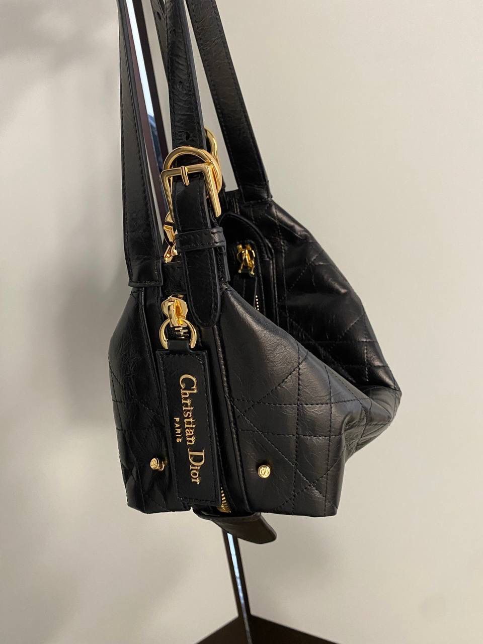 Dior Vibe Hobo Bag: Quilted Leather Shoulder Bag with Gold Hardware