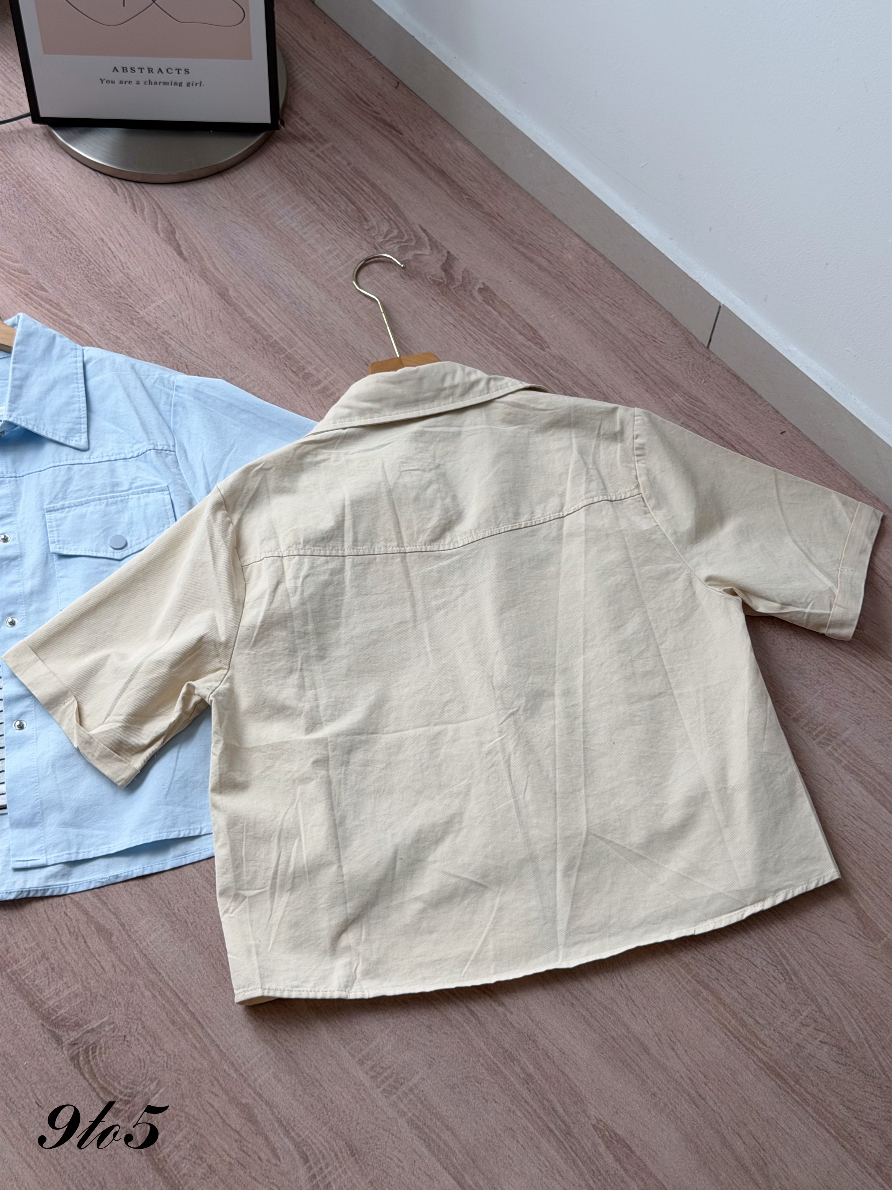 T4498 Stripped Tank Top with Jacket - Beige & Blue