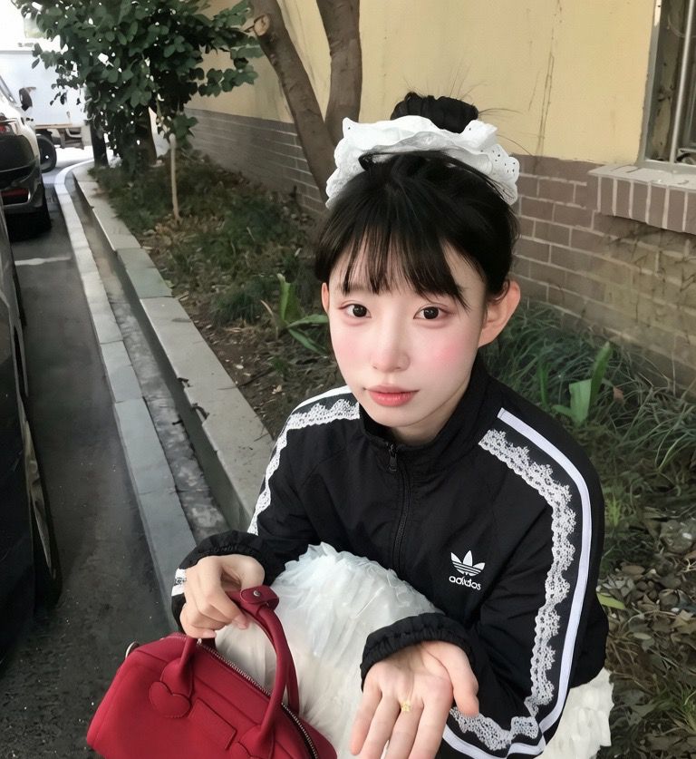 $ 260件。𝗔𝗱𝗶𝗱𝗮𝘀 𝐑𝐞𝐦𝐚𝐤𝐞三葉草古著限定蕾絲花帶短款拉鍊夾克外套