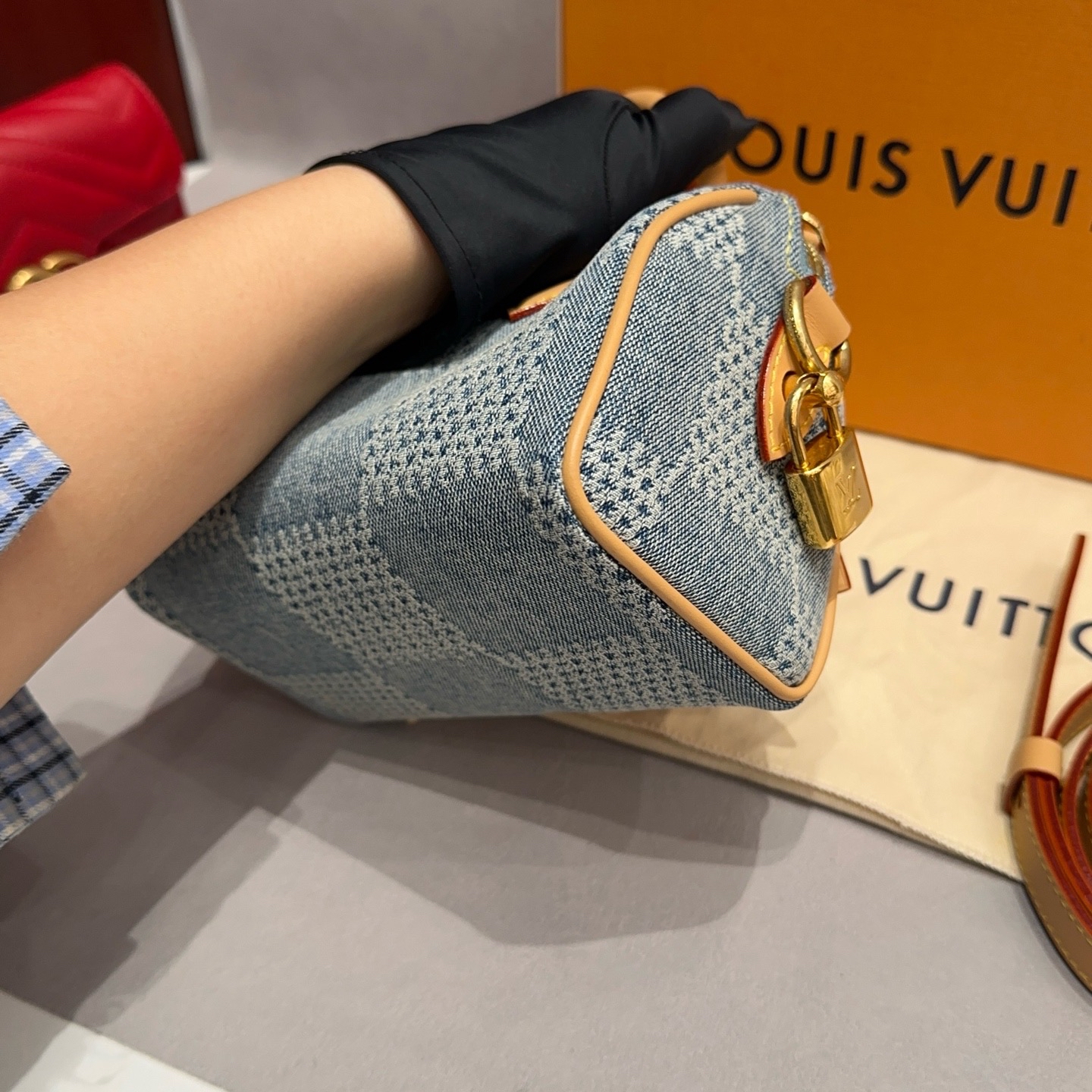 【預訂貨品】Lv 18牛仔丹寧棋盤格speedy