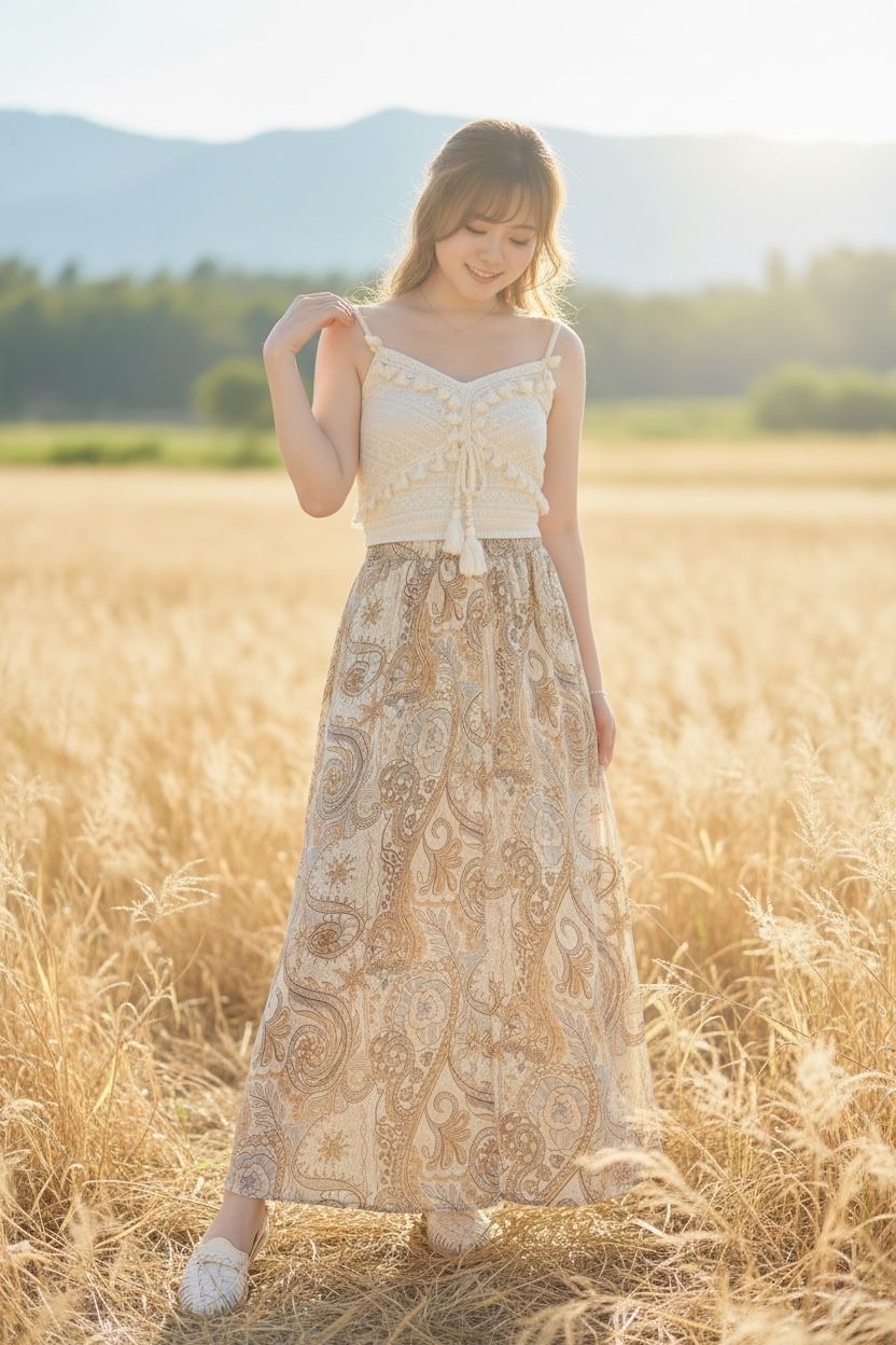 2022 Milk Tea mix color Silky Skirt 40"