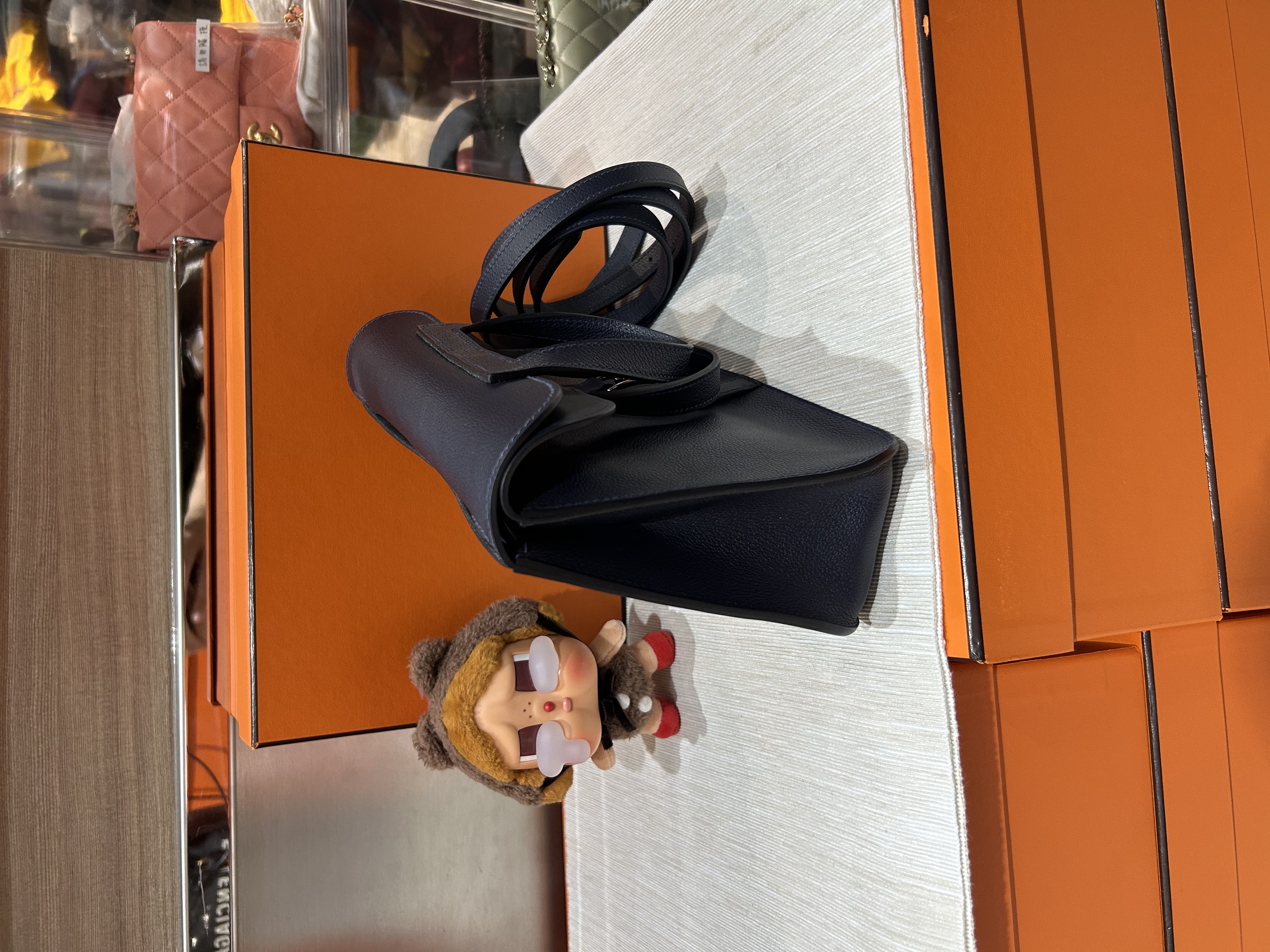 Hermes Halzan 25,STAMP U,BLEU NUIT 100%Authentic ,98%new ✅收據✅dust bag✅box 