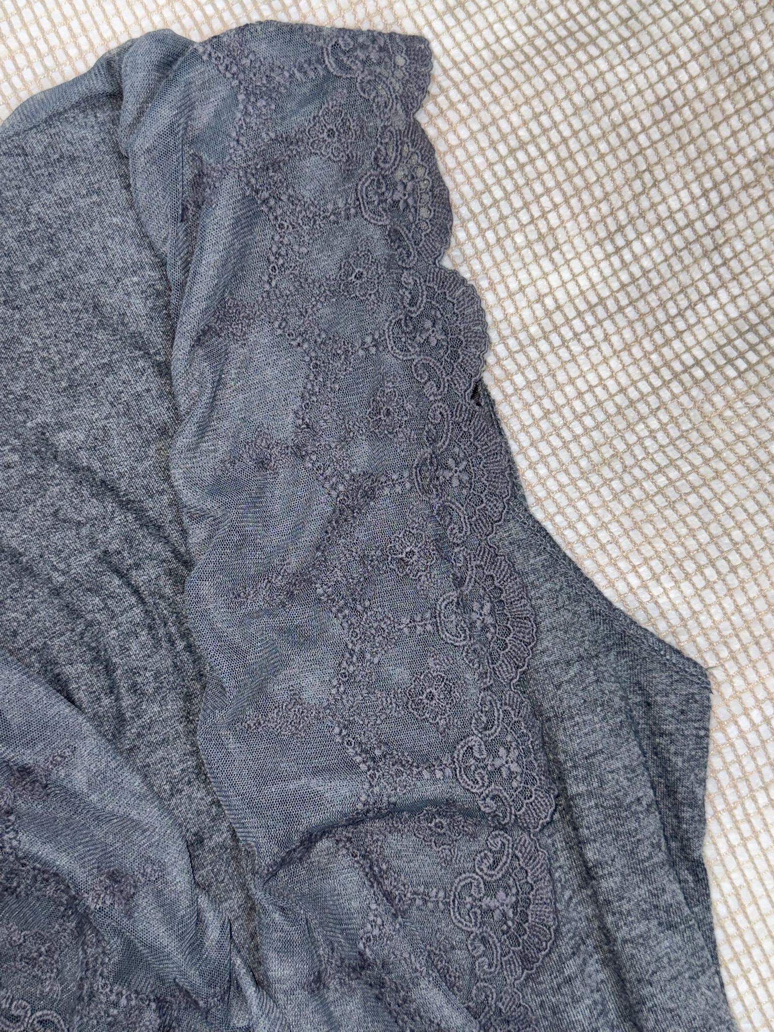 Charcoal Grey Lace Open Front Sleeveless Cardigan