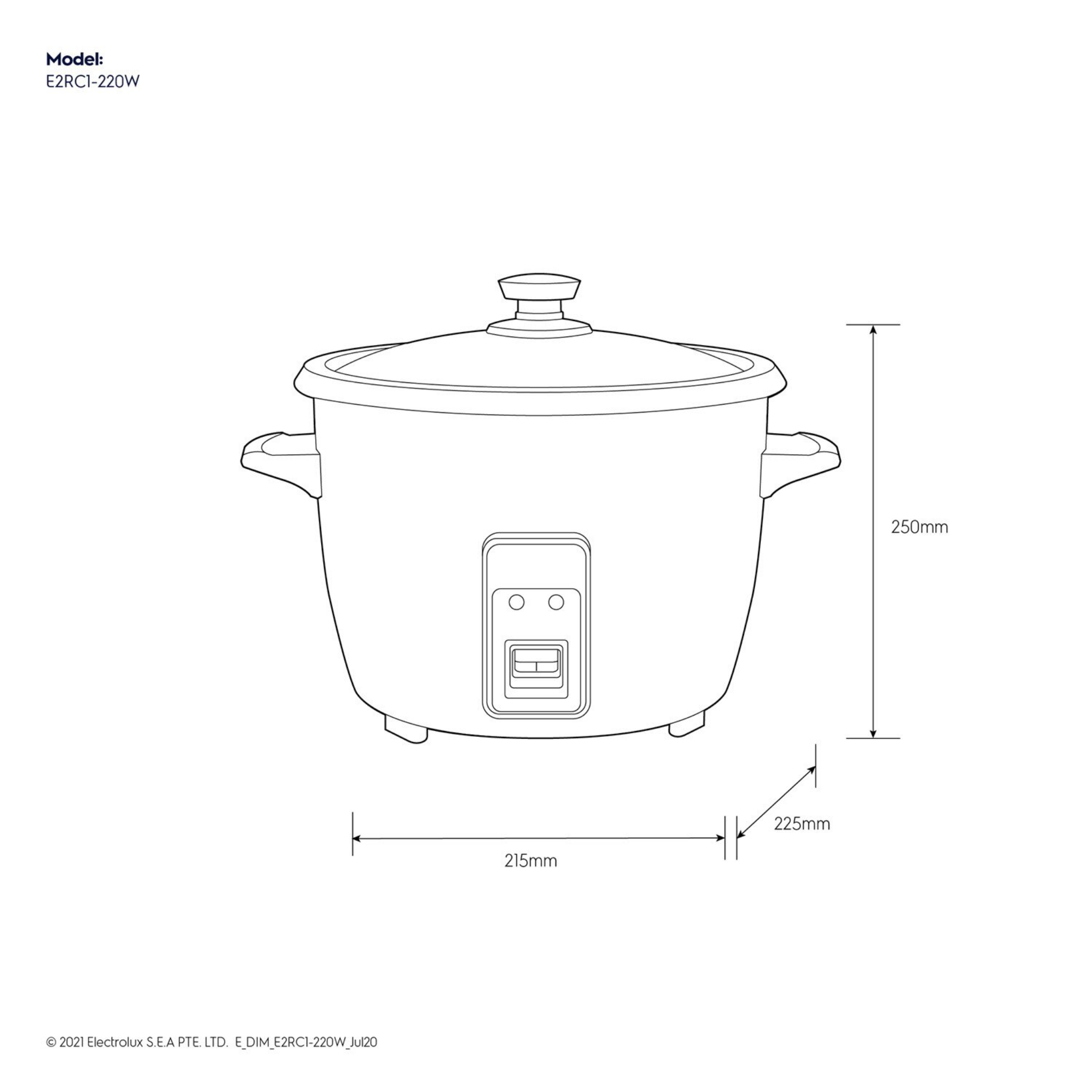 Electrolux Create 2 Open Lid Rice Cooker 1.3L (E2RC1-220W)