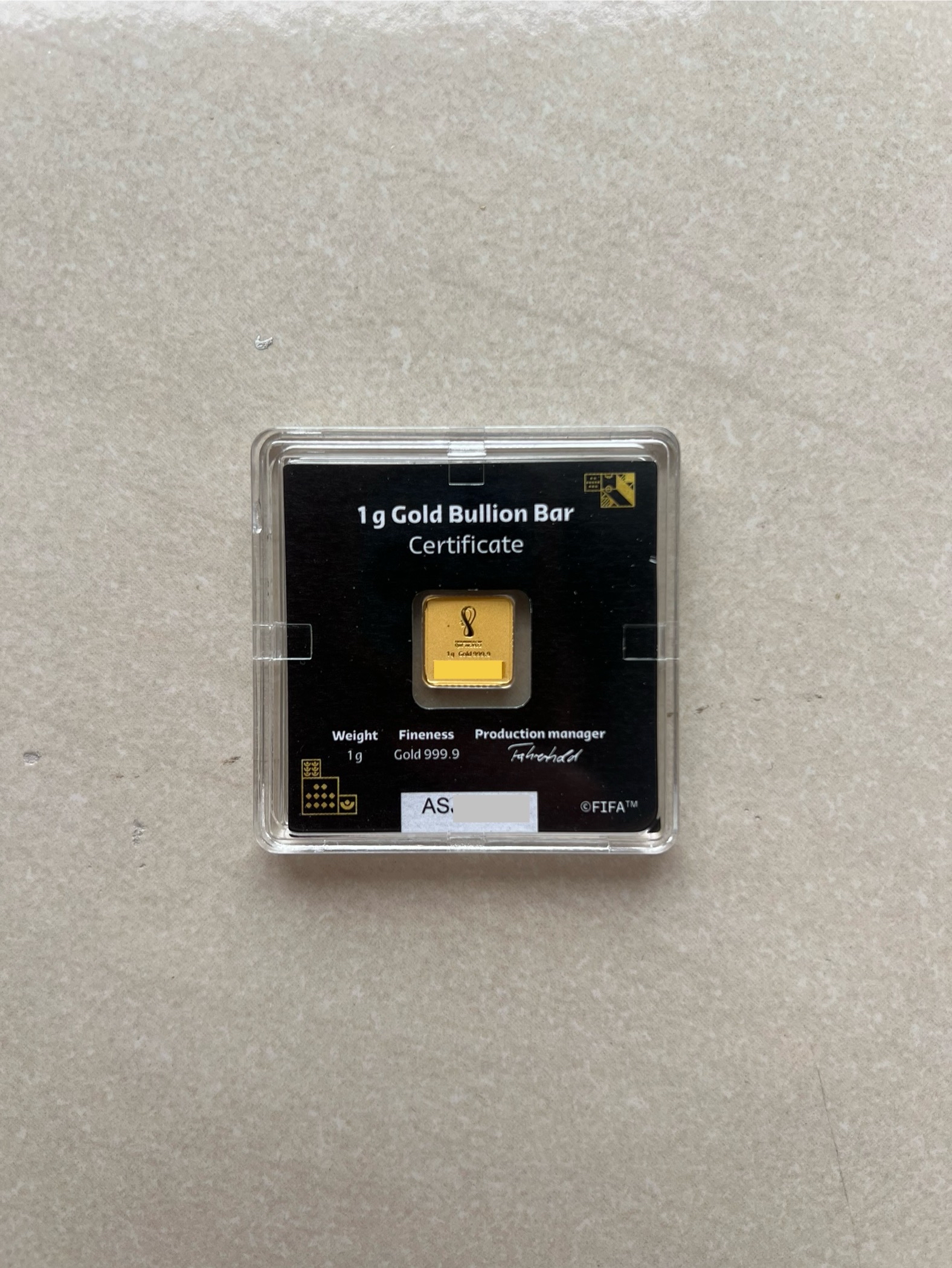 (SN:2110) FIFA World-Cup Qatar 2022 1g 🇩🇪 Limited Gold Bar Emas 999.9 足球赛