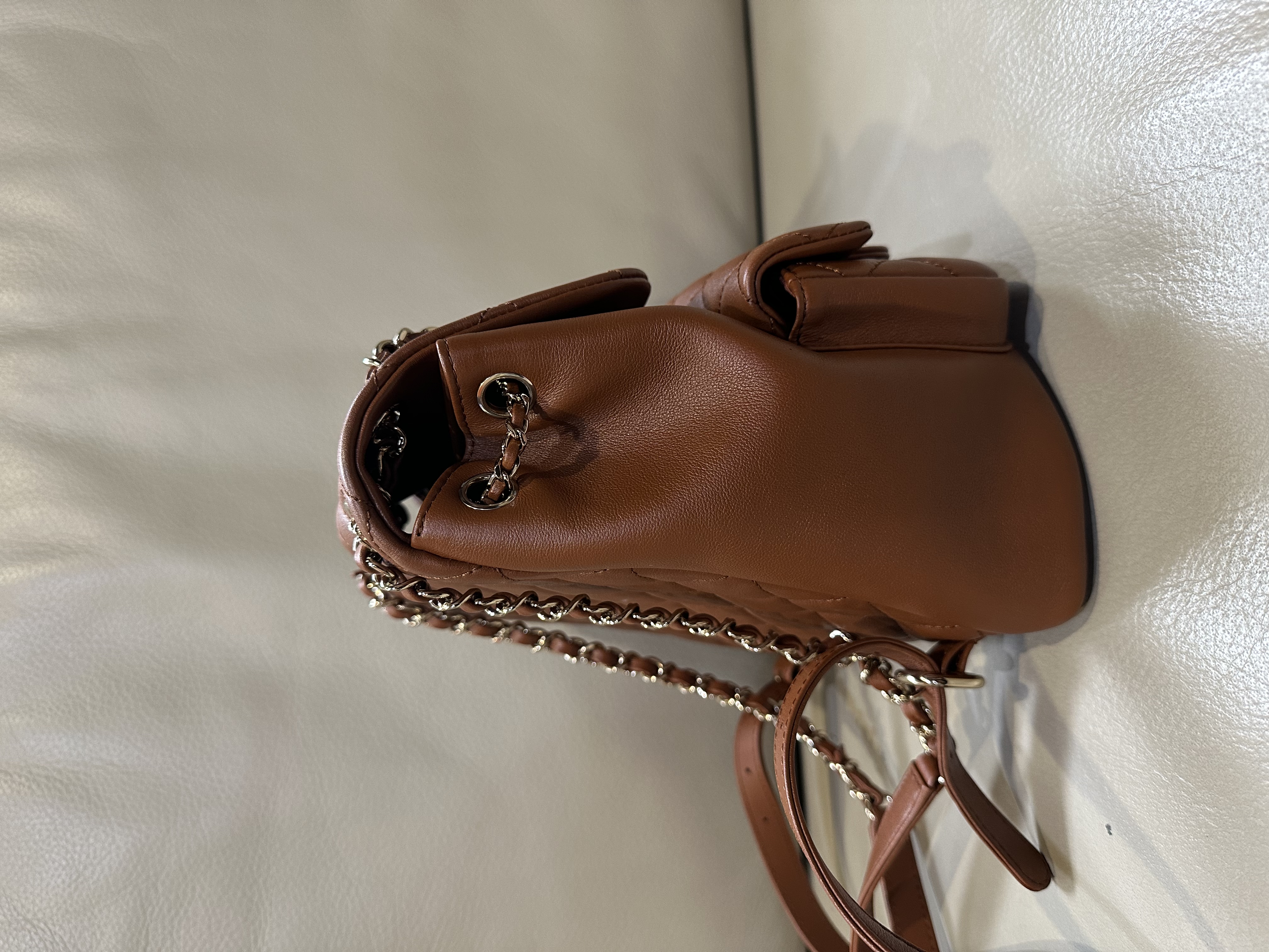 Pre-Owned Chanel Light Brown Quilted Grained Calfskin Duma Pockets Backpack / Product Code: 26040516