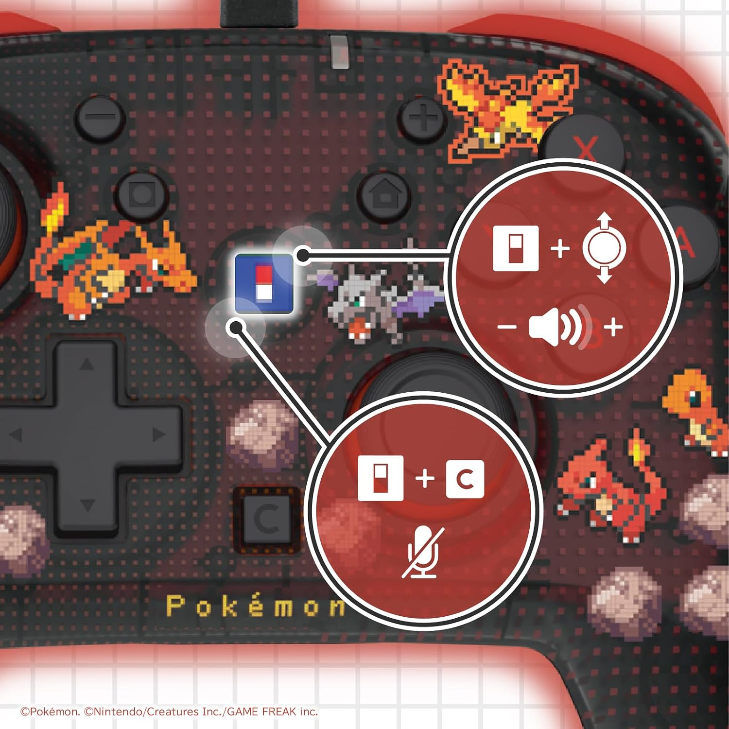 【預售 9月】SW2 HORI 有線控制器 TURBO 青春版 [寶可夢像素風紅] / Wired Controller TURBO Youth [Pokemon Pixel Art Red] NSX-228 PO0968