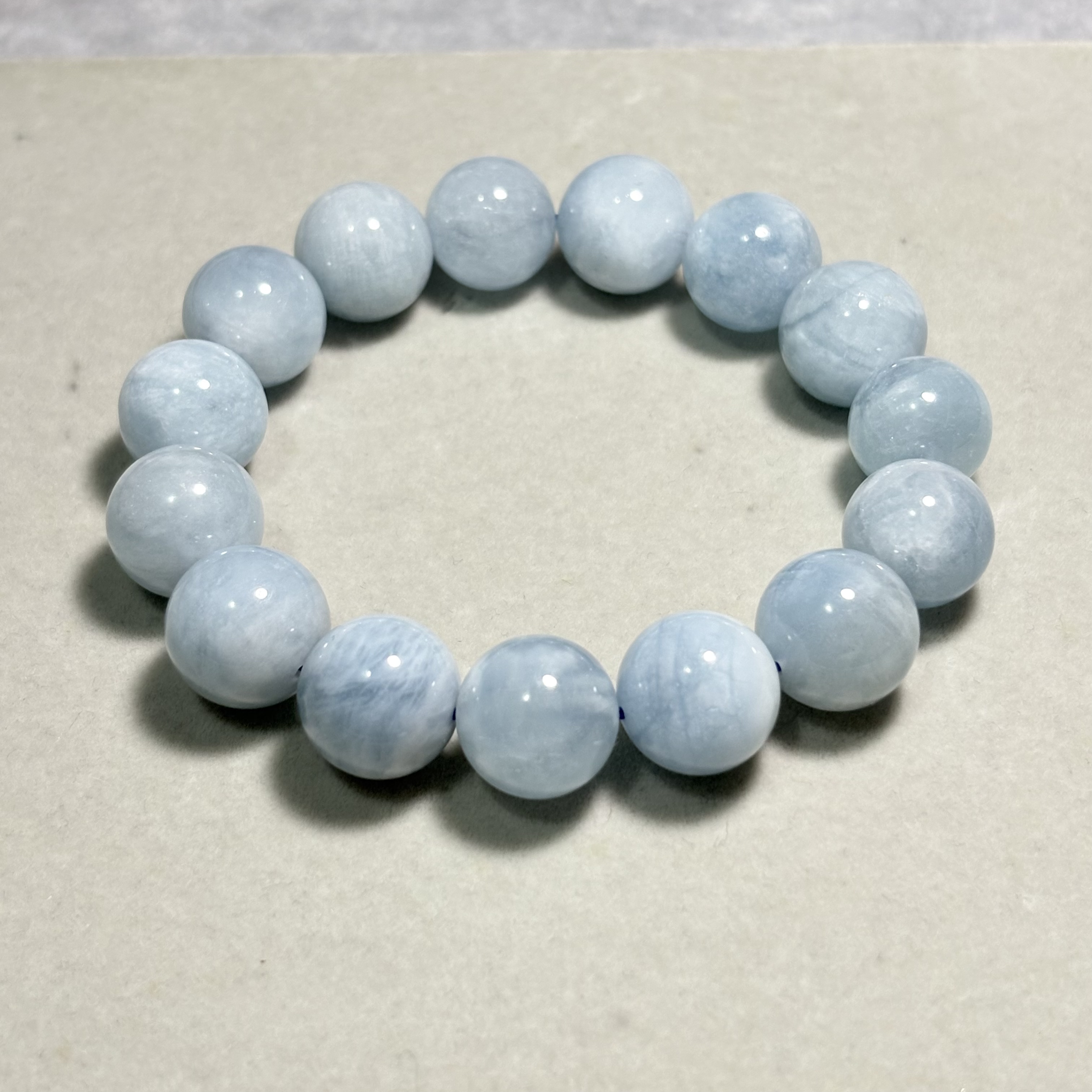 15mm海藍寶天然晶石手串No.4061