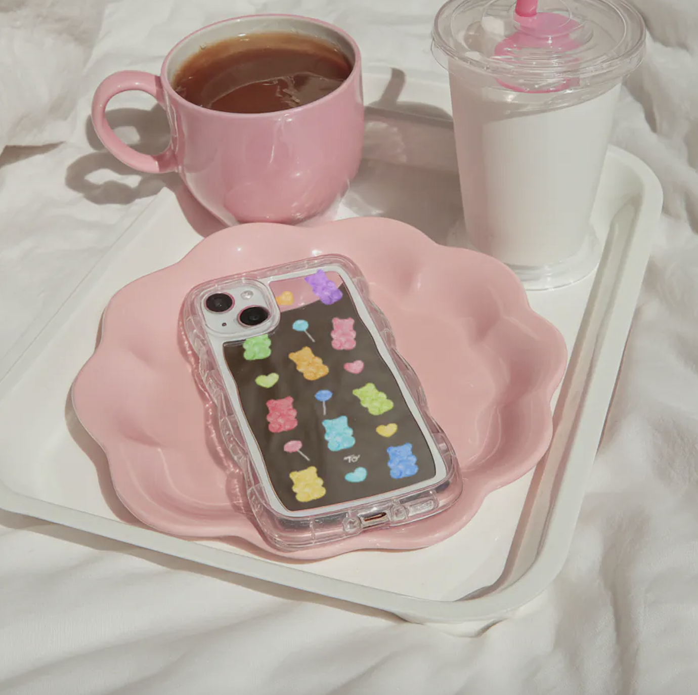 【Bling Bling Gummy Bears】波浪邊框鏡面 iPhone Case