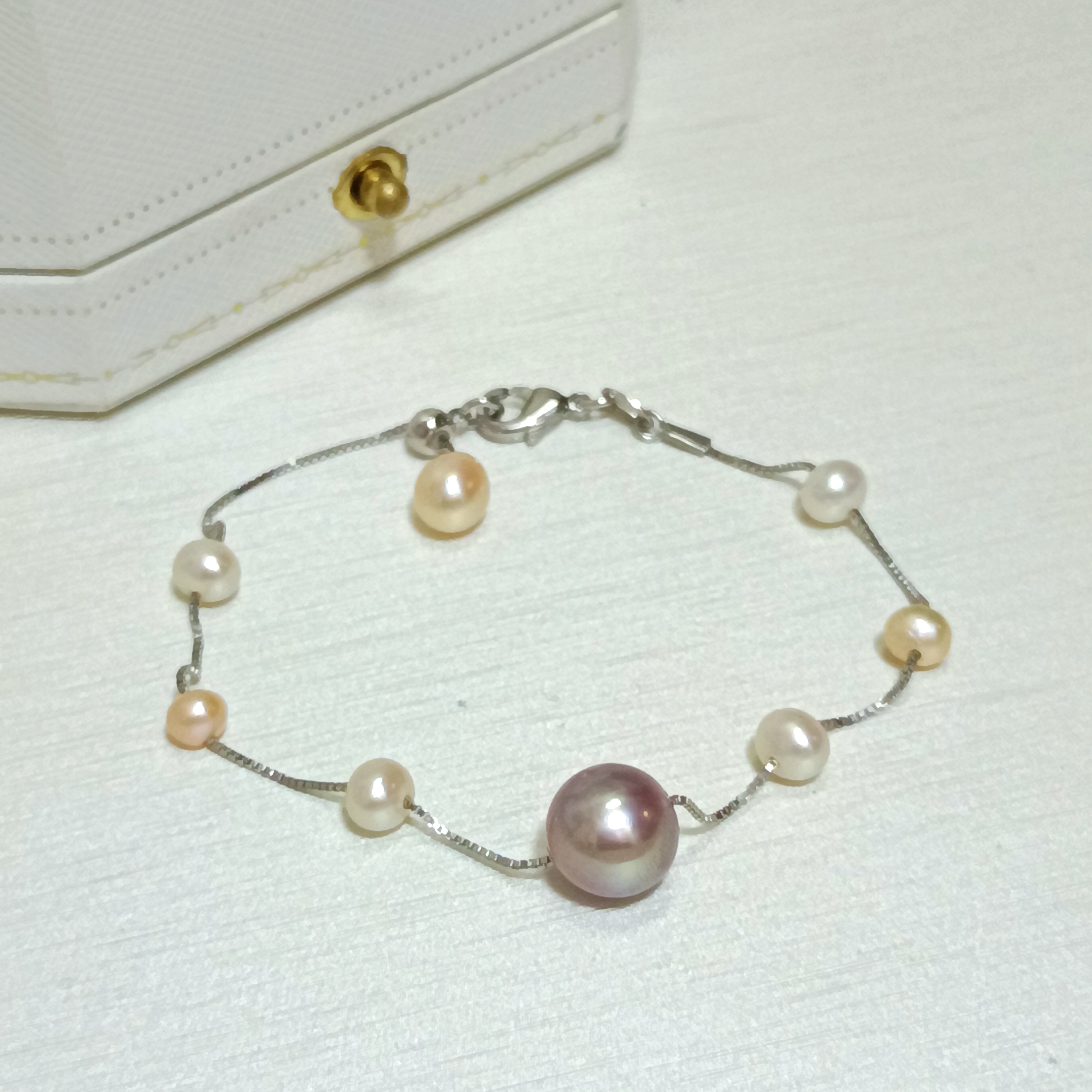 🎉特惠產品‼️淡水baby珠+愛迪生紫珠925銀滿天星糖果手鍊