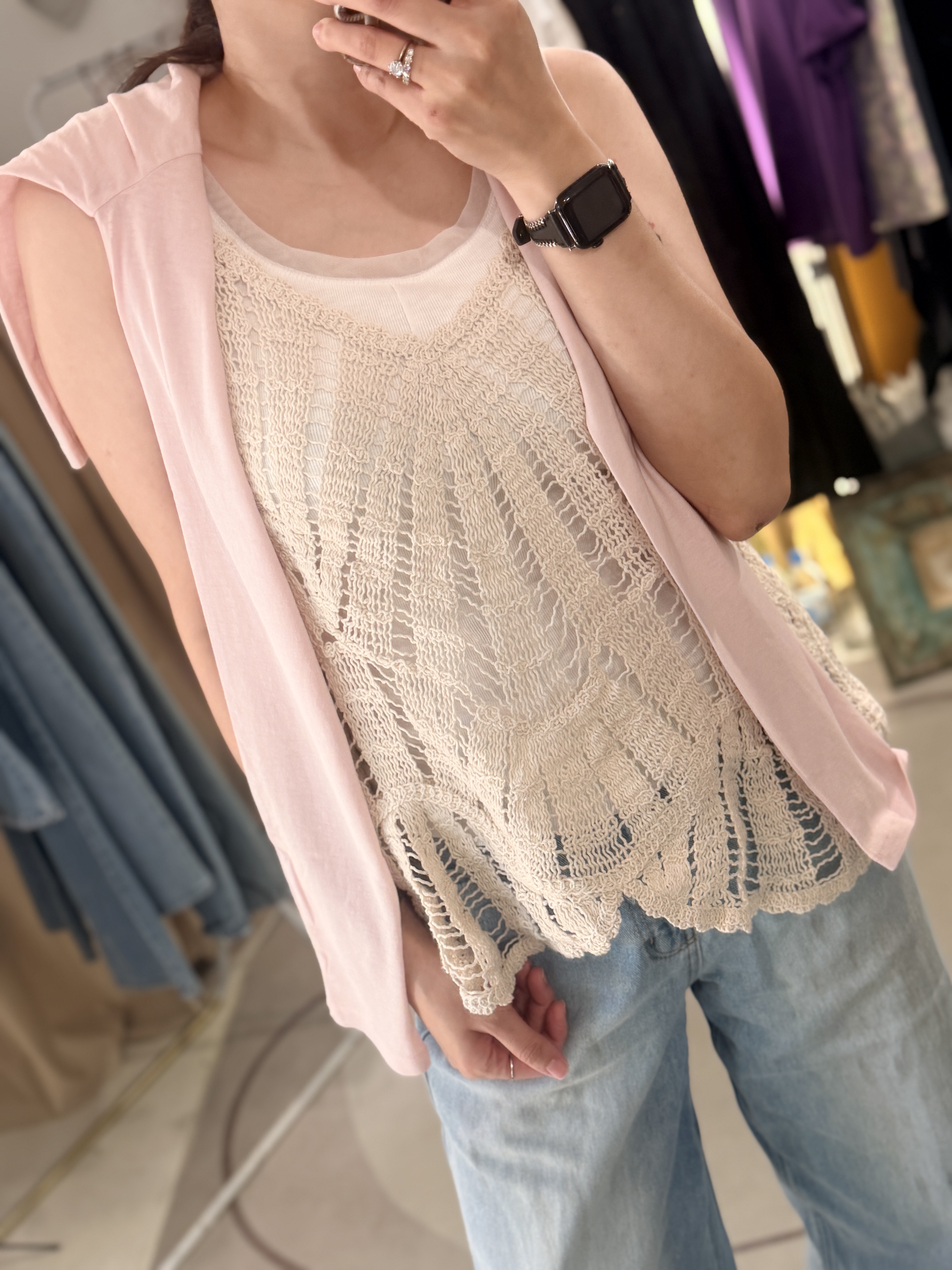 Beige knit vest