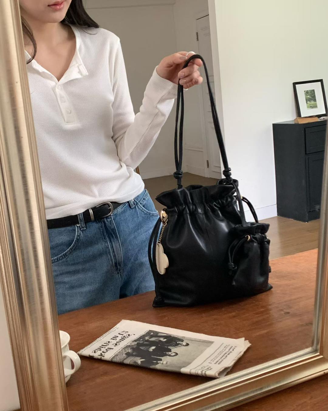 手工牛皮手袋set 