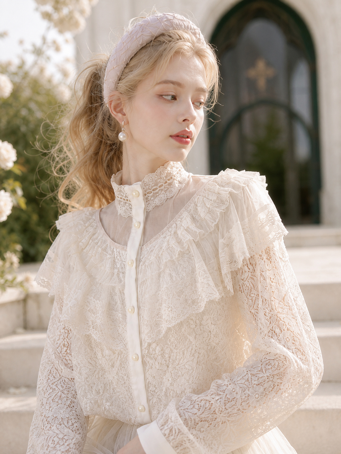 時光縫隙裡的白雪Angel Victoria Lace Blouse
