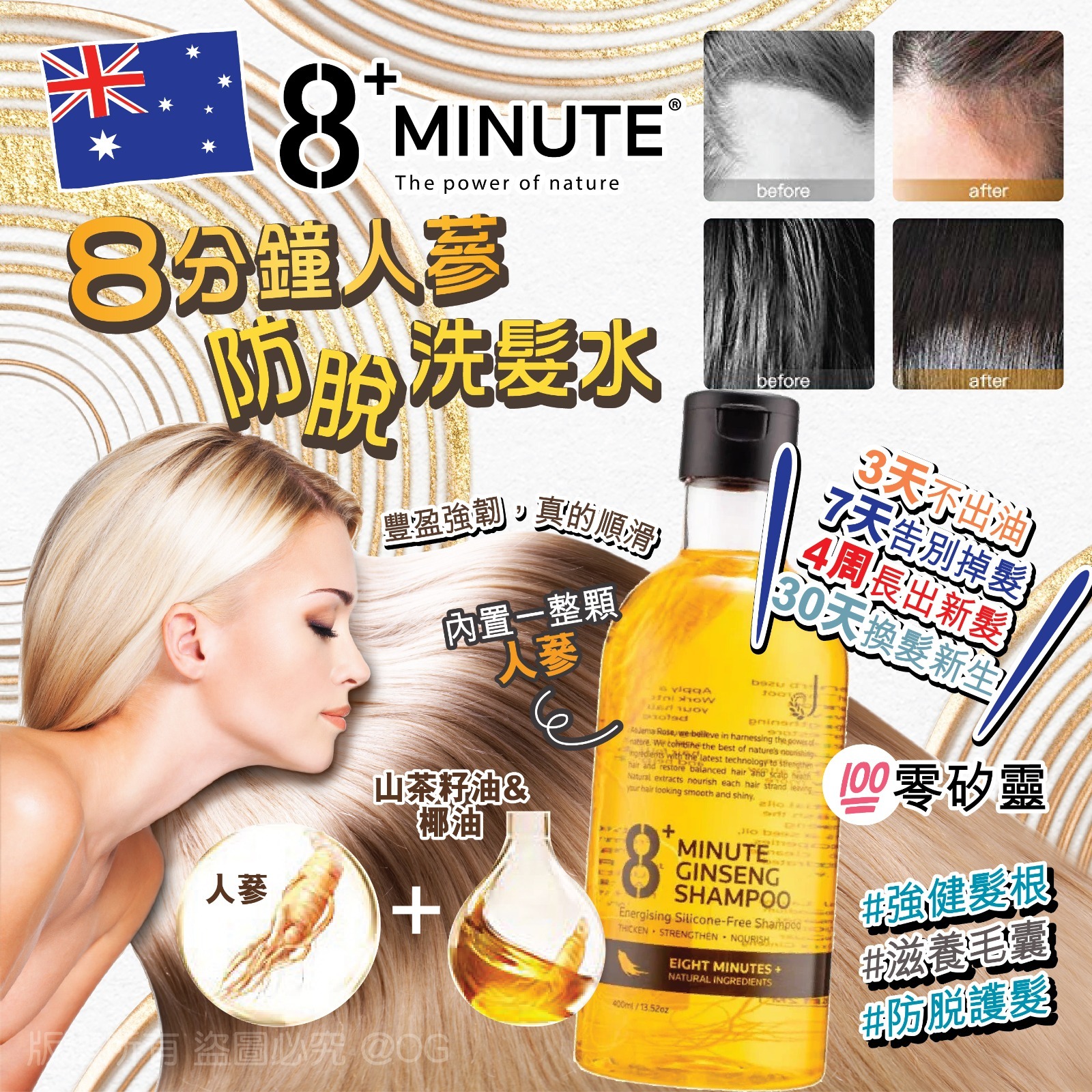 【預訂】紐西蘭8分鐘人蔘防脫洗髮水400ml