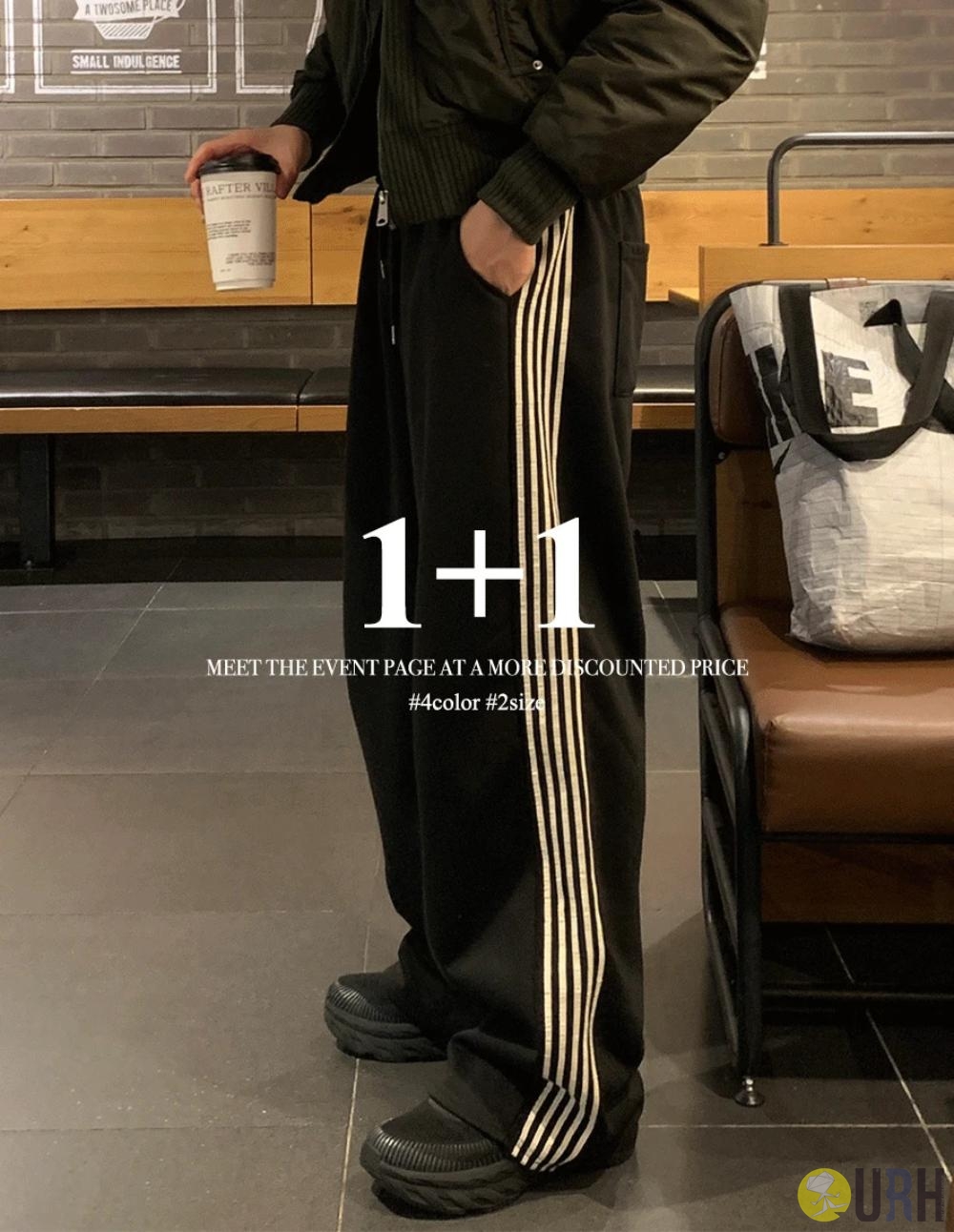 【100%保證韓國直送】[1+1 EVENT] 側邊三間設計寬鬆運動長褲 [4 color] RL114755