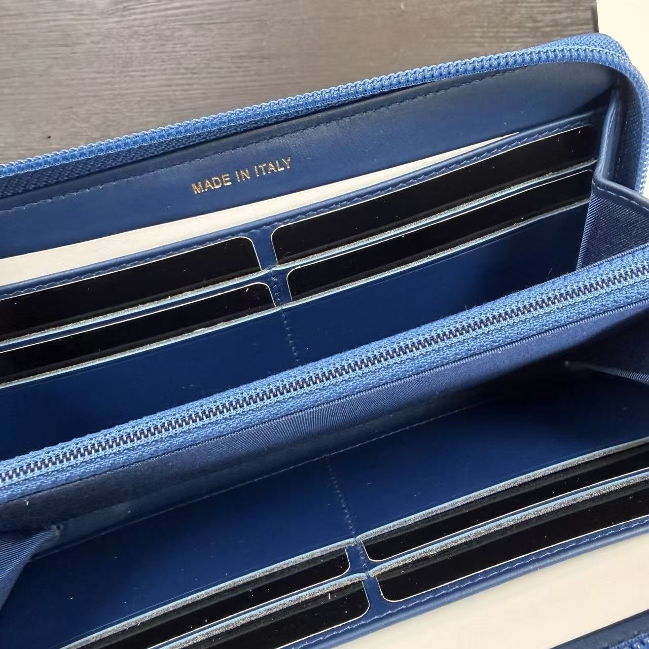 Chanel boy長銀包藍荔枝紋牛皮超罕有💙🩵