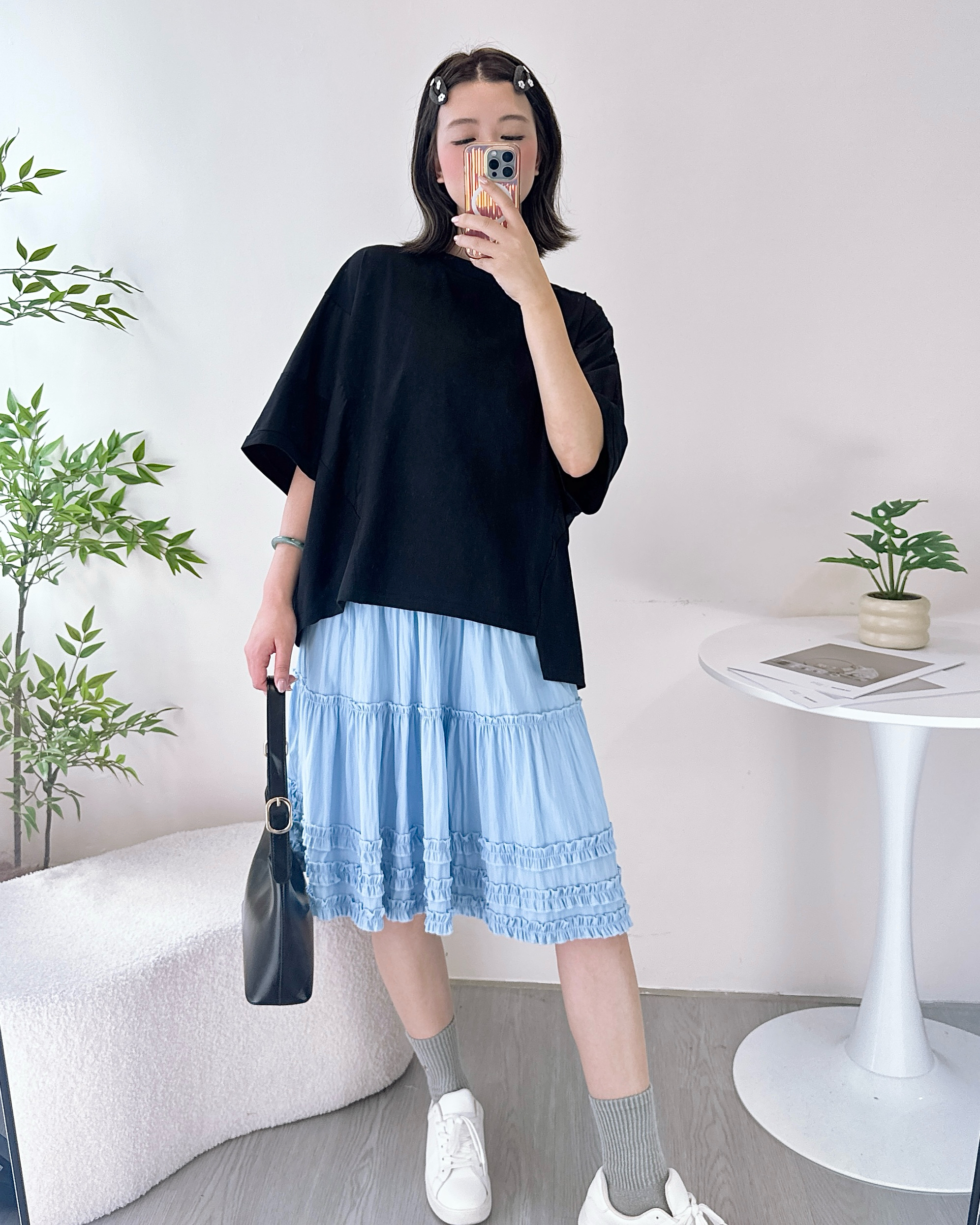 寬鬆不規則淨色上衣 3色