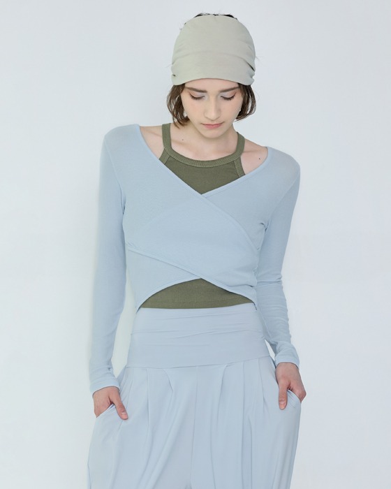 【Two-way wear】預購_DEVI-T0041 Curve Wrap Crop Top by Devi wear