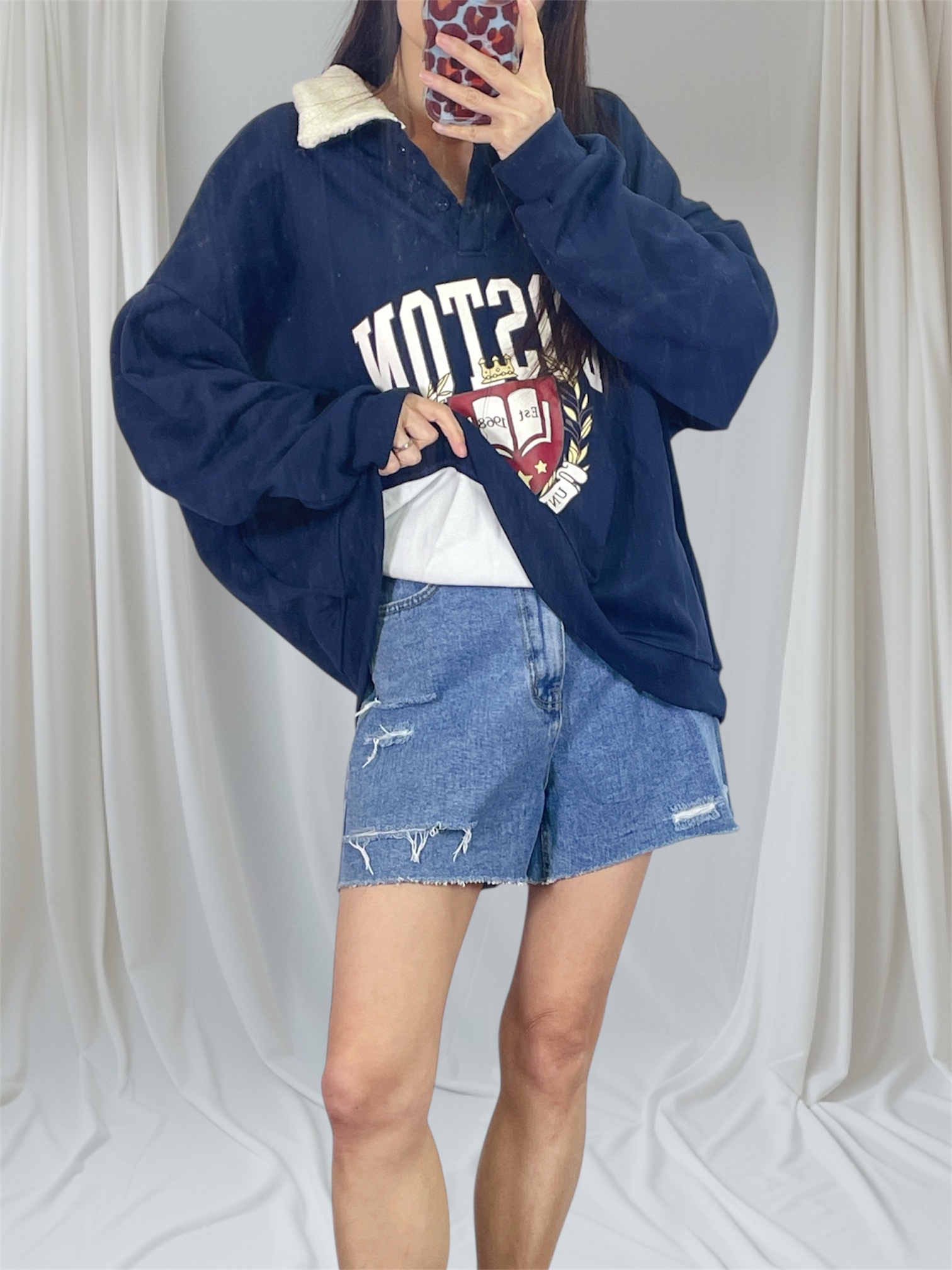 K5539 薄絨底X羊羔毛領衛衣