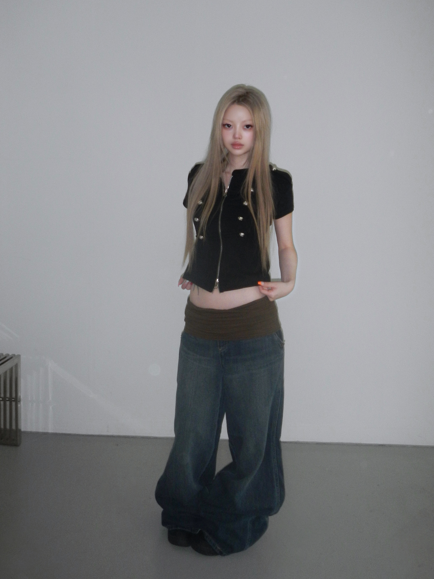 Napoleon Cropped Zip-Up Top