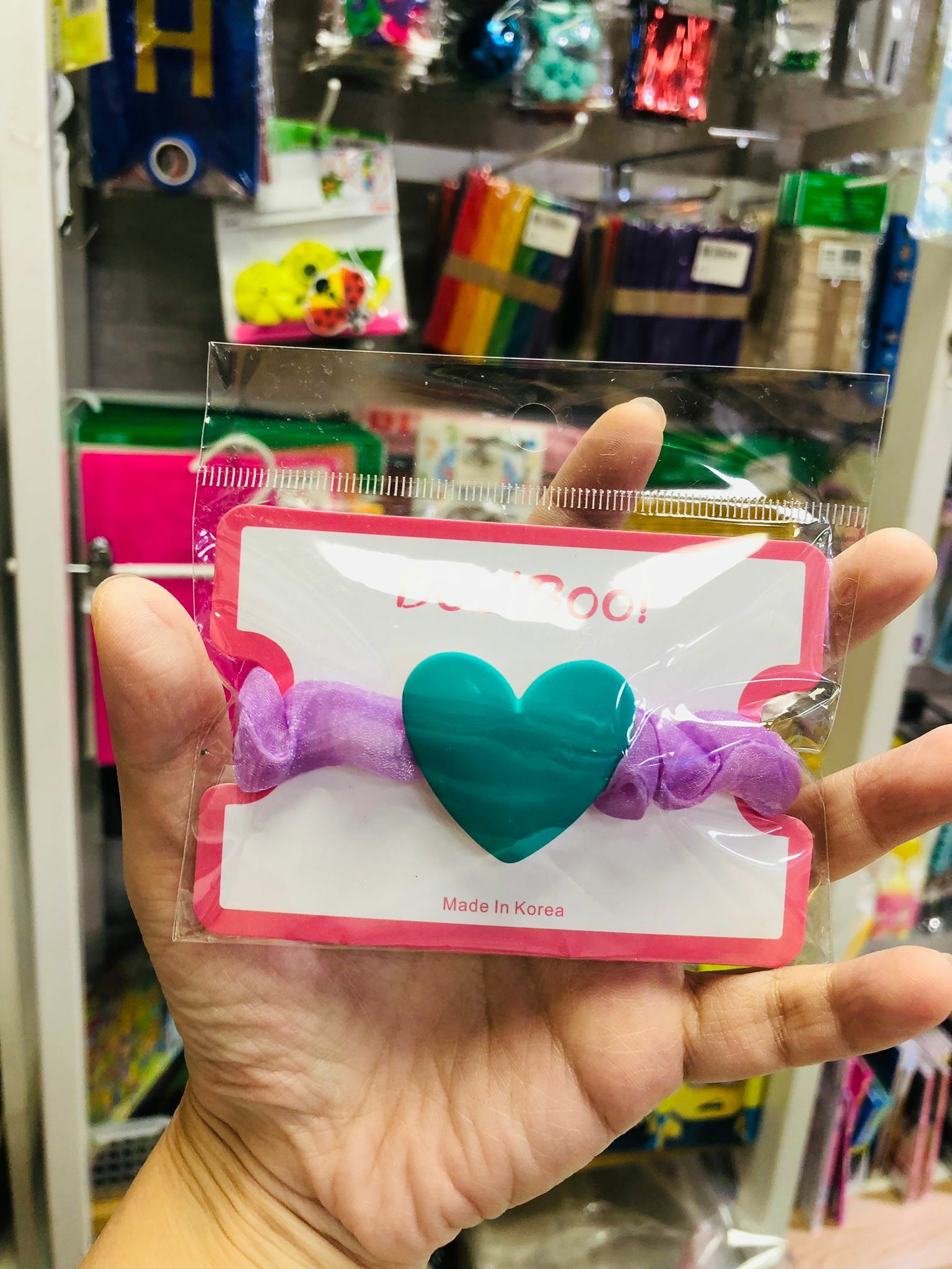 韓國製 Boo Boo! 心心橡筋(綠色)