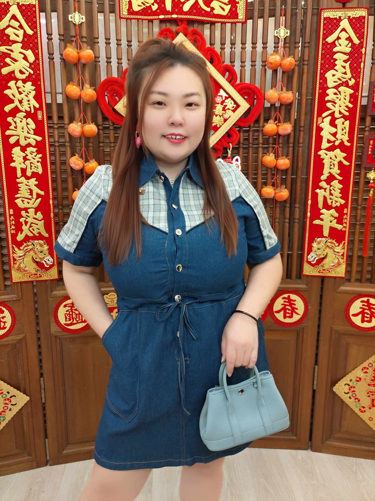 DBC03 TW#5697 链条格子牛仔裙