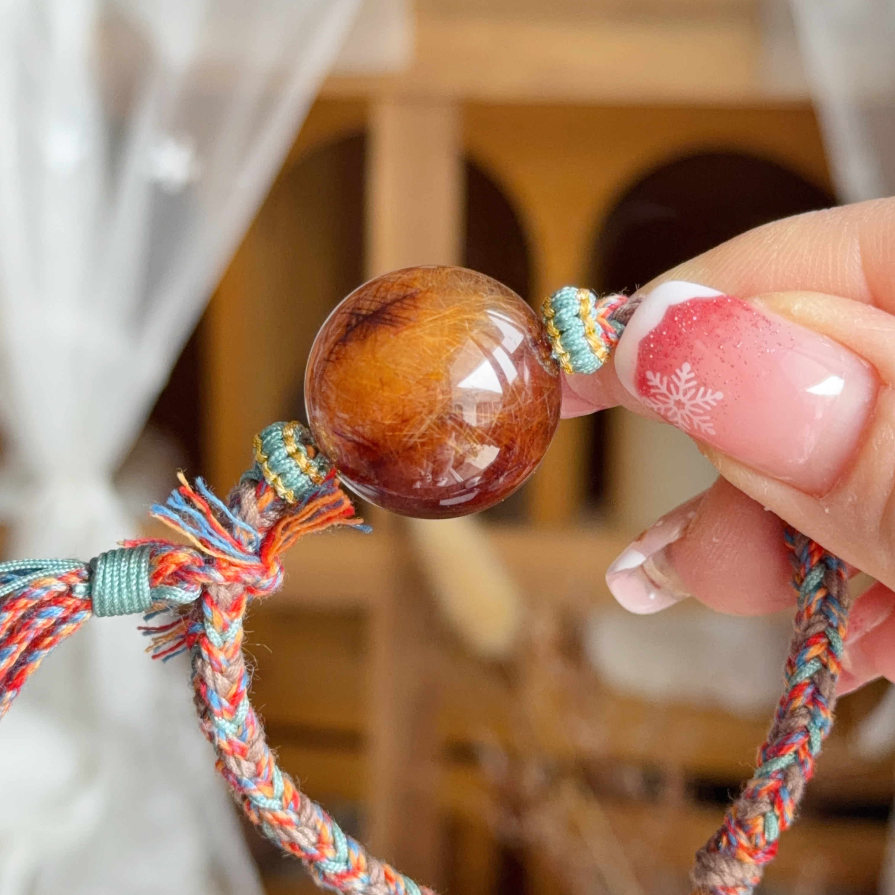 銅髮晶金髮晶共生襯手繩