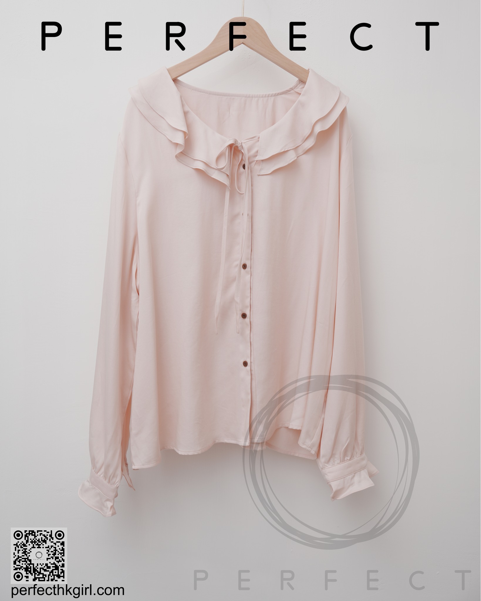 T0004_高貴面料五色大RUFFLE領上衣（溫柔粉）